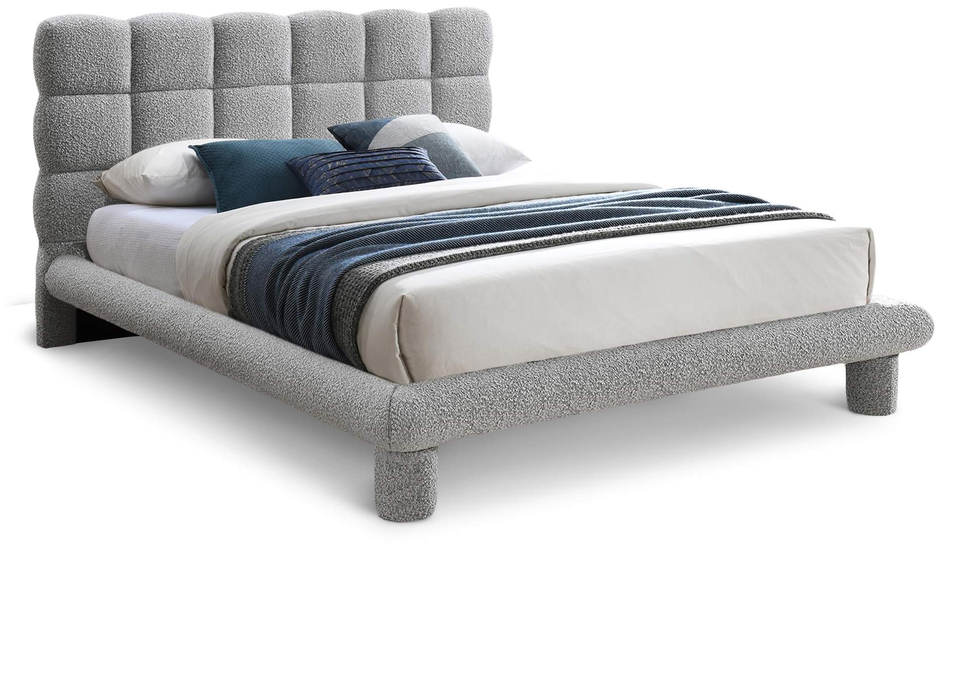 Deco Grey Boucle Fabric Full Bed (3 Boxes),Meridian Furniture