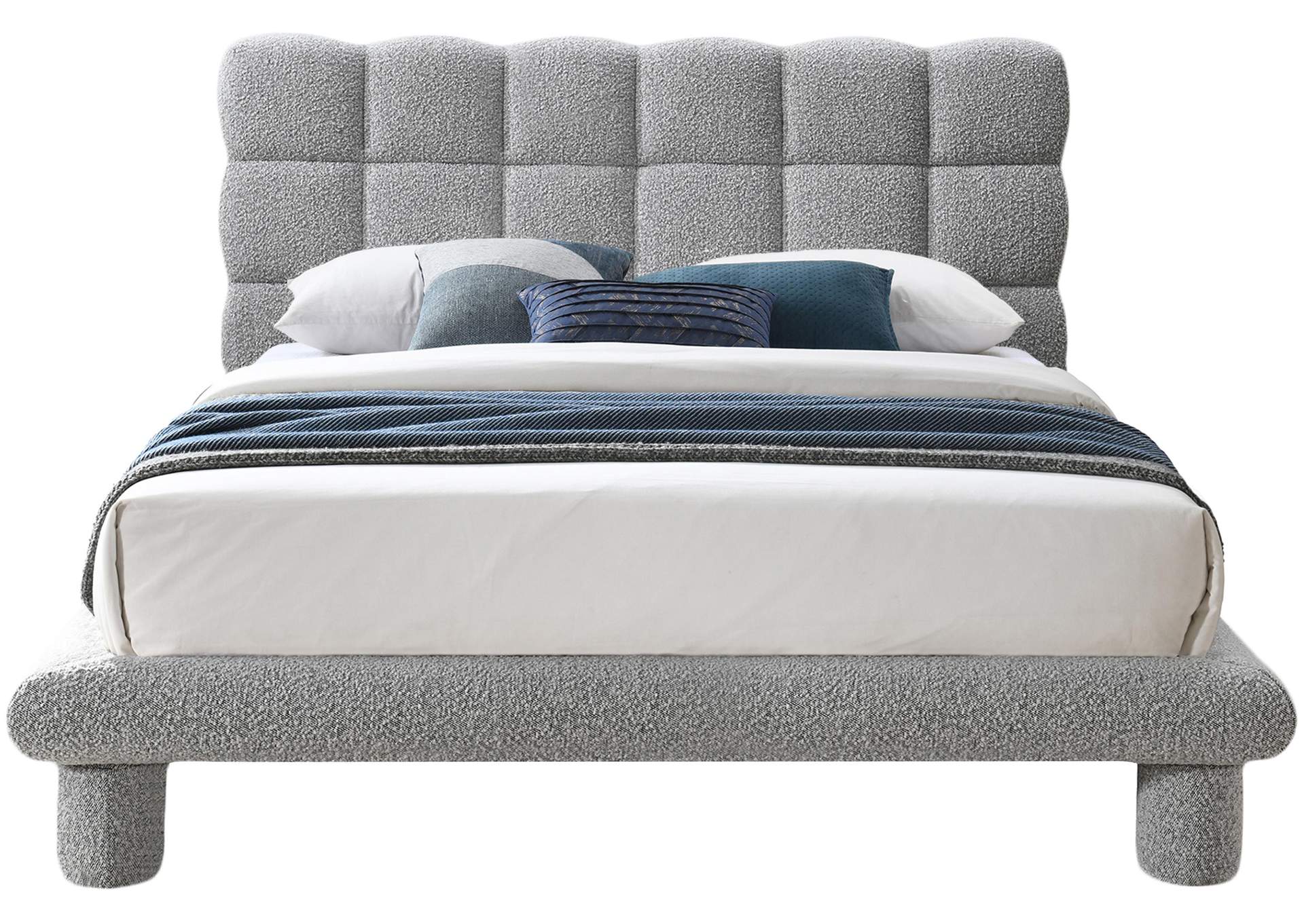Deco Grey Boucle Fabric Full Bed (3 Boxes),Meridian Furniture