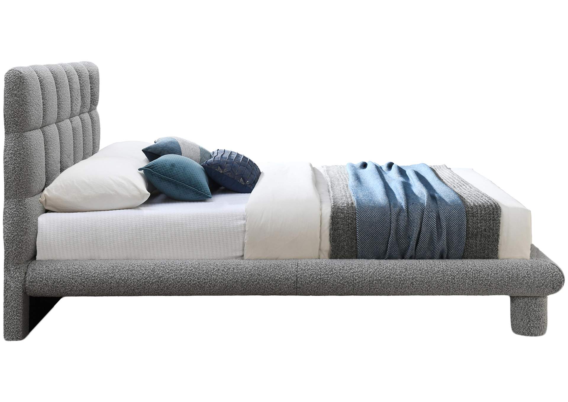Deco Grey Boucle Fabric Full Bed (3 Boxes),Meridian Furniture