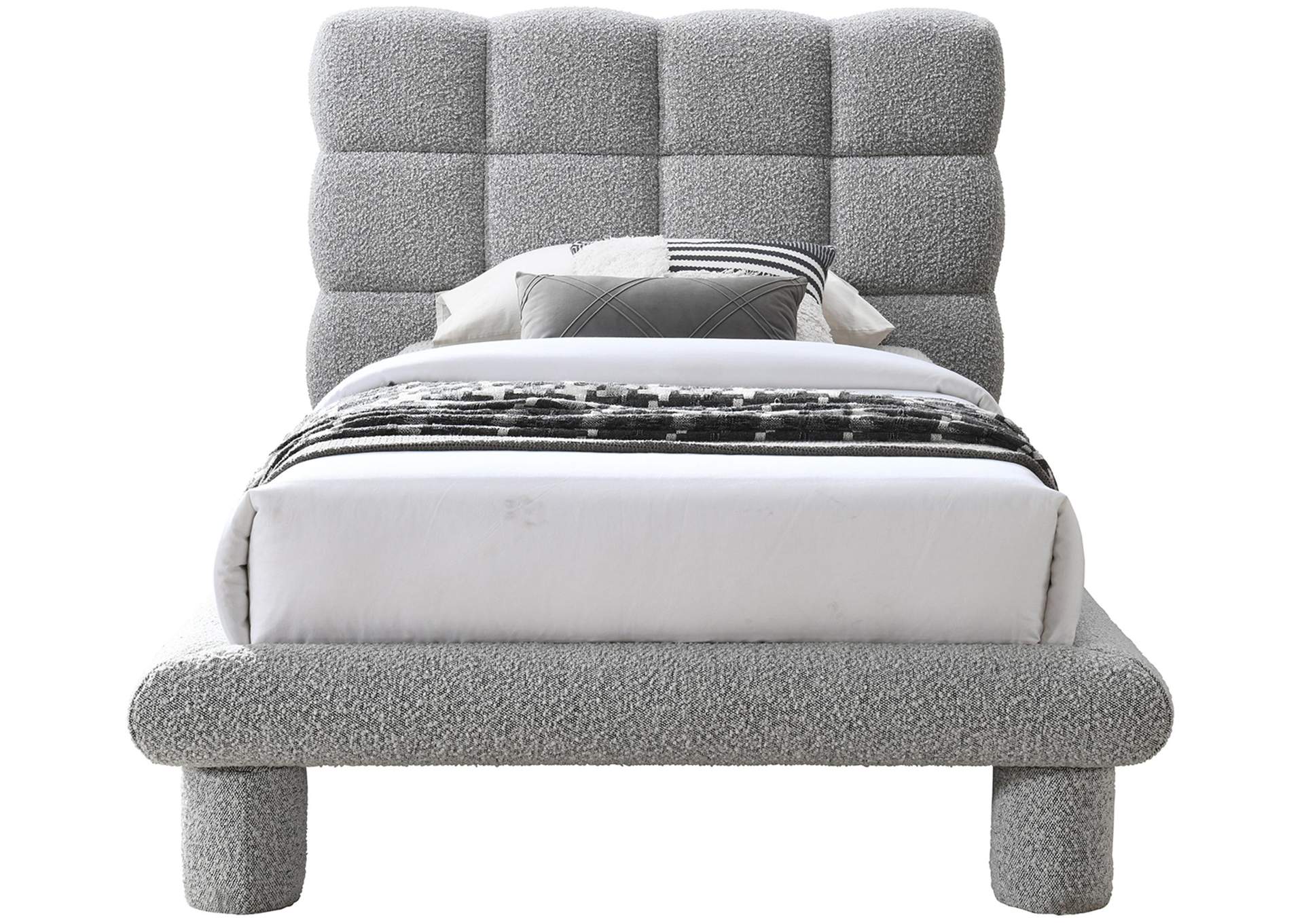 Deco Grey Boucle Fabric Twin Bed (3 Boxes),Meridian Furniture