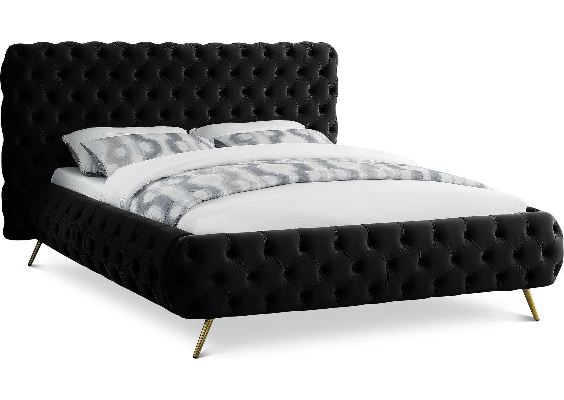 Delano Black Velvet King Bed,Meridian Furniture