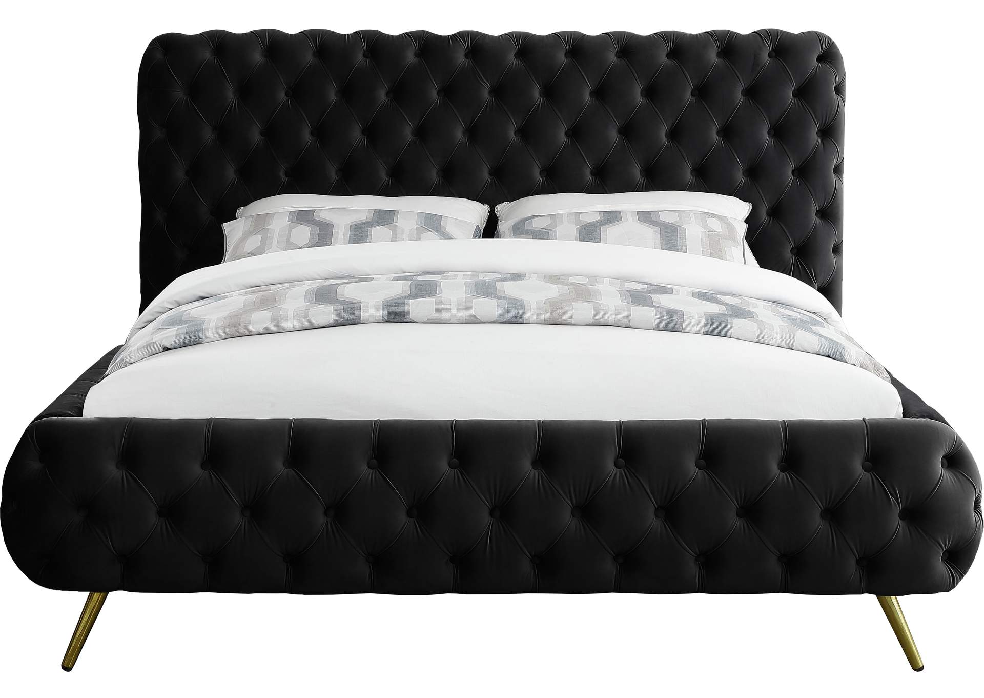 Delano Black Velvet King Bed,Meridian Furniture