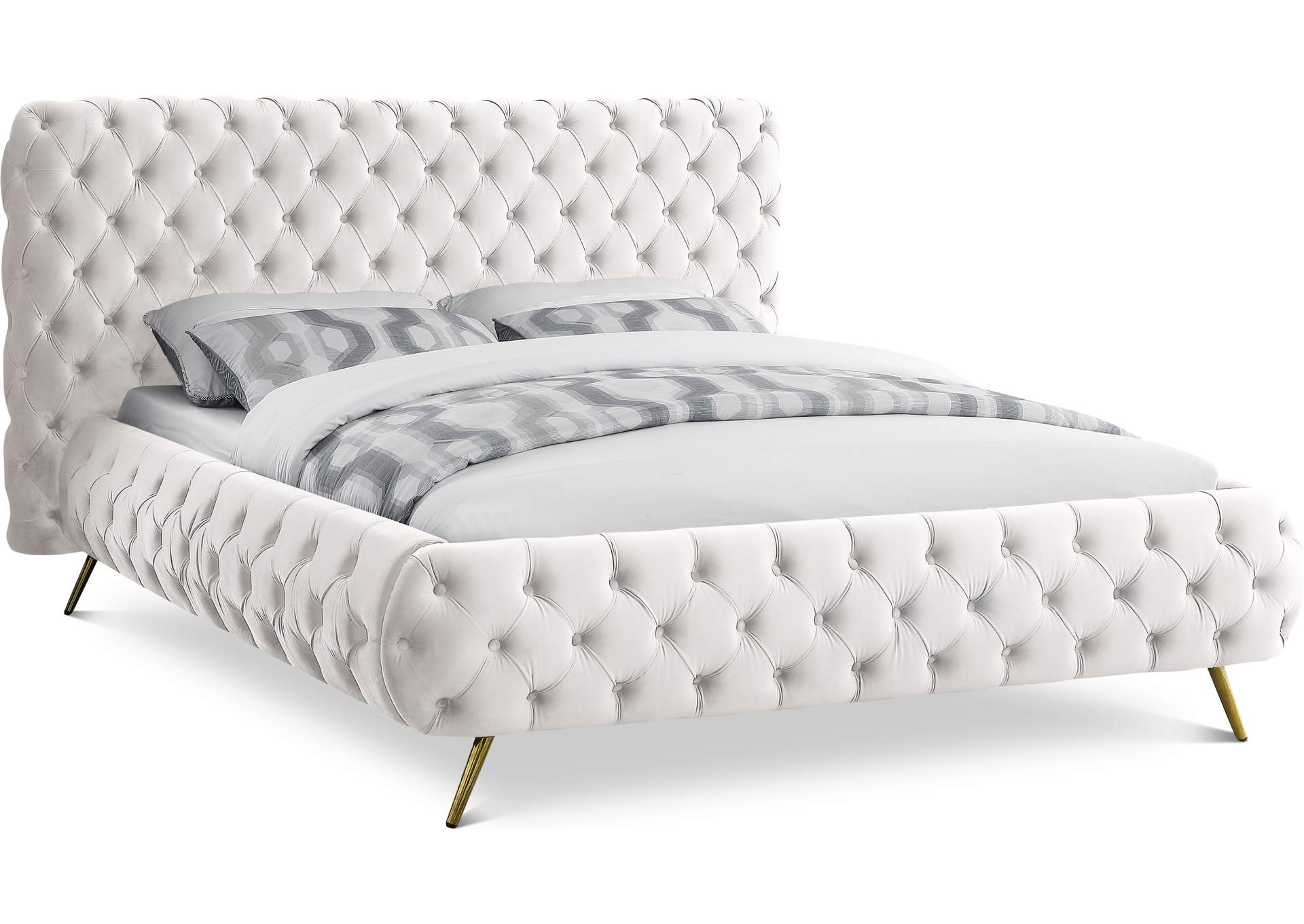 Delano Cream Velvet King Bed,Meridian Furniture