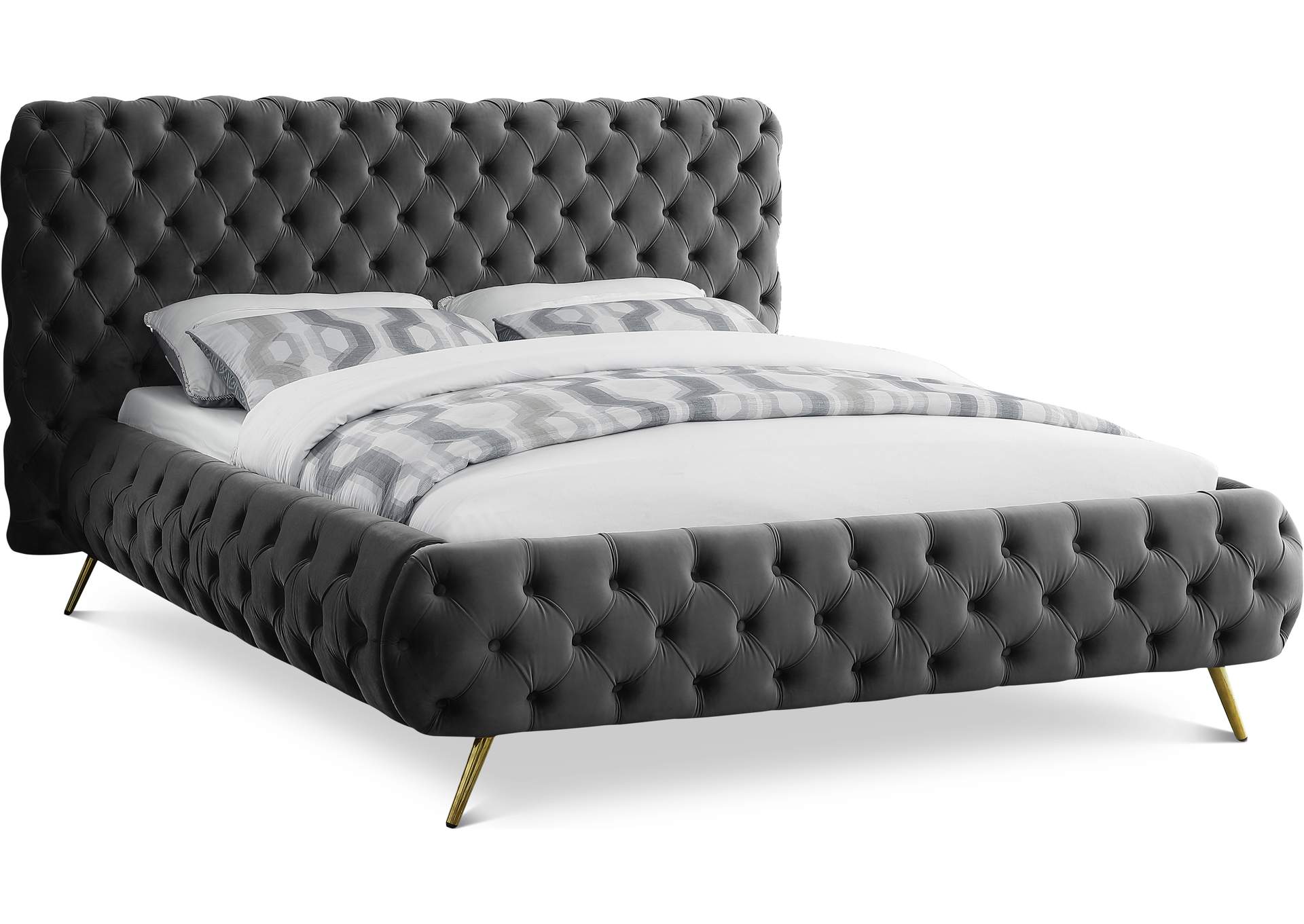 Delano Grey Velvet King Bed,Meridian Furniture