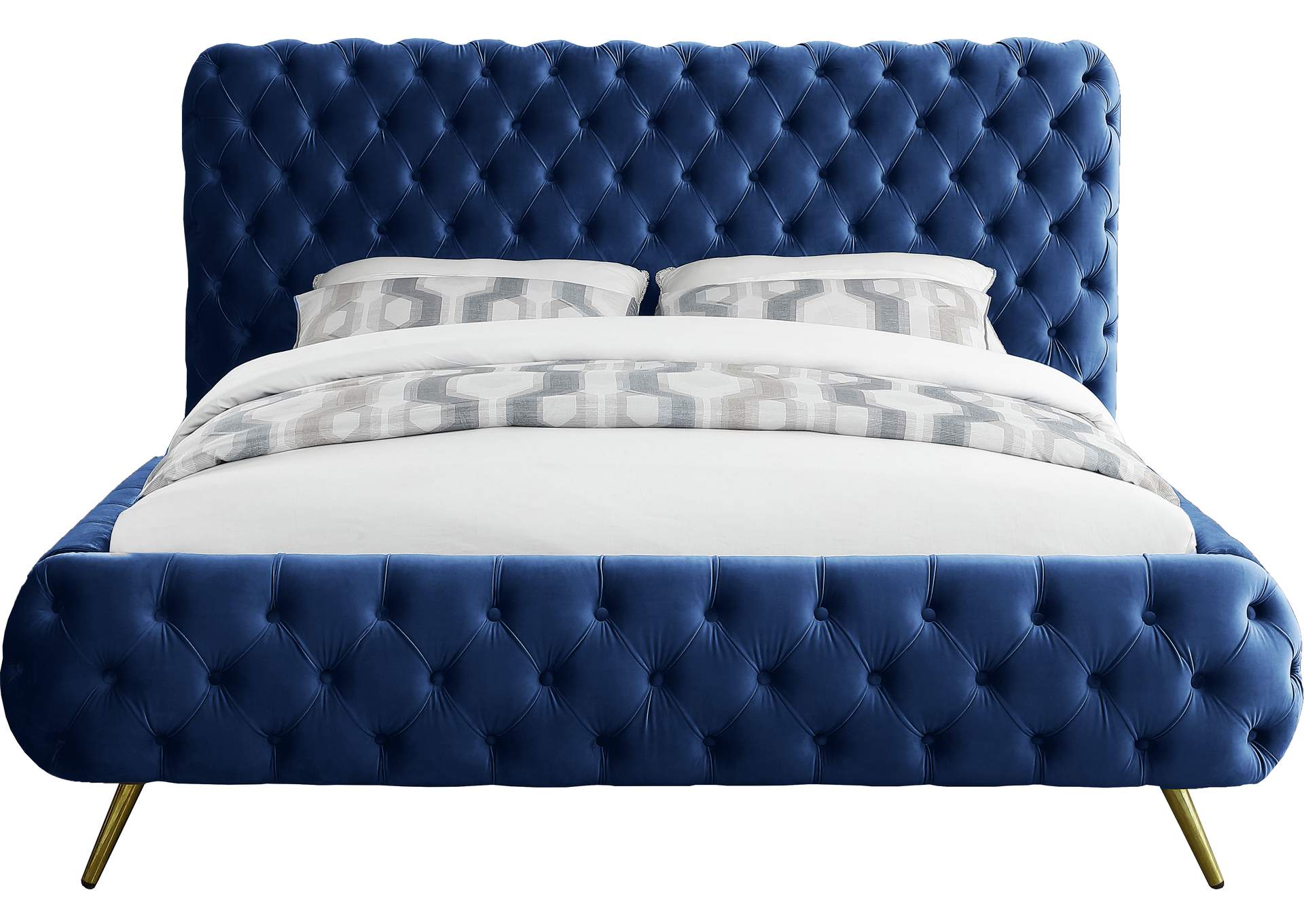 Delano Navy Velvet King Bed,Meridian Furniture