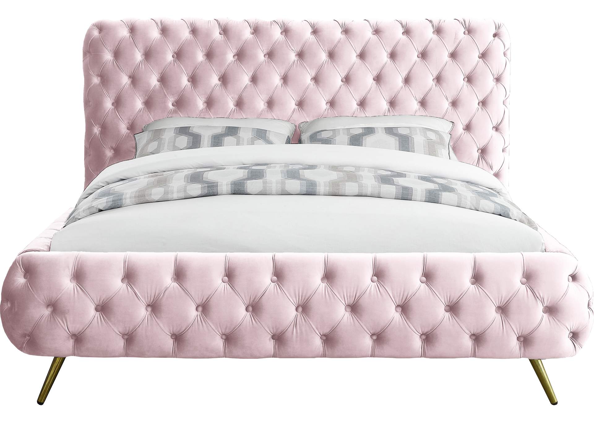 Delano Pink Velvet King Bed,Meridian Furniture