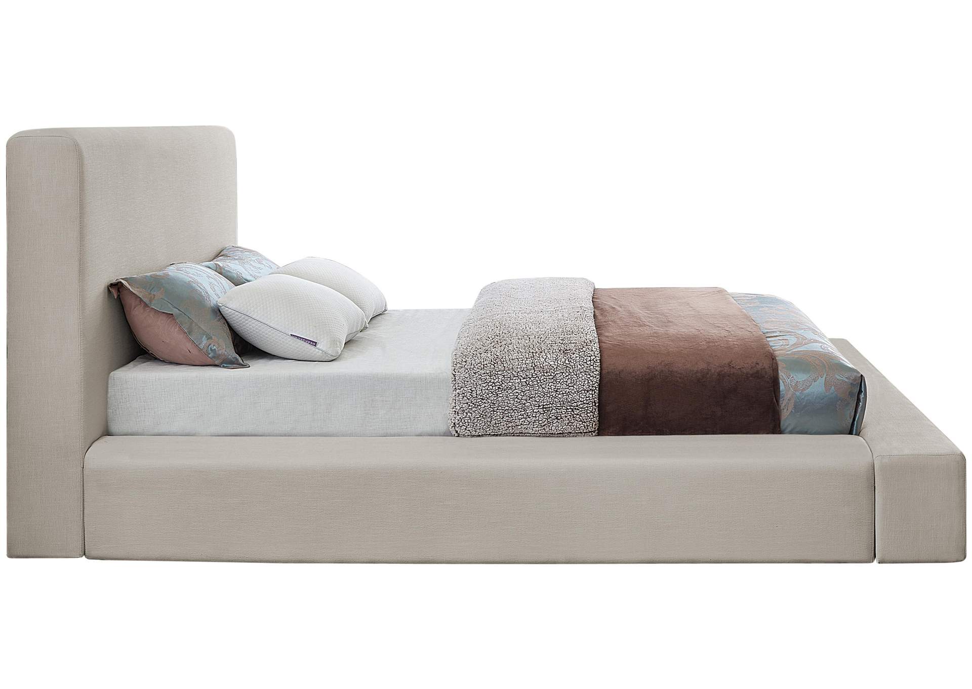 Devin Beige Linen Textured Fabric Full Bed,Meridian Furniture