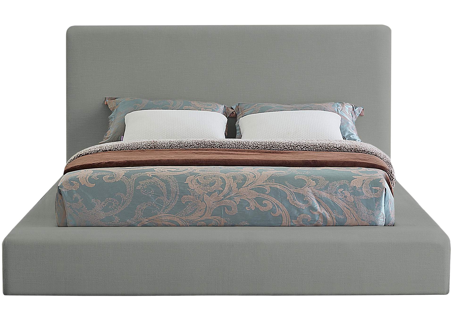 Devin Grey Linen Textured Fabric Full Bed,Meridian Furniture