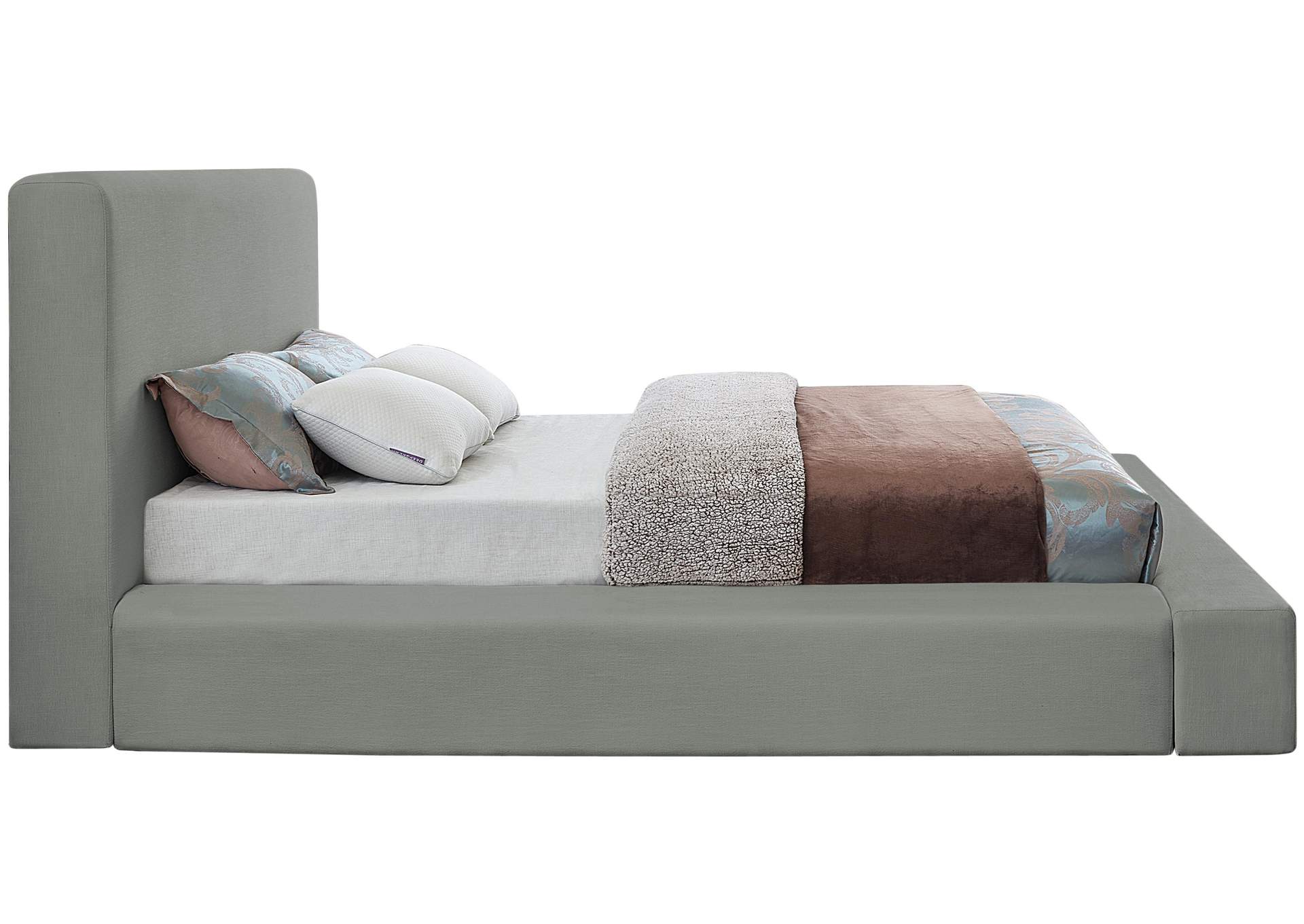 Devin Grey Linen Textured Fabric Full Bed,Meridian Furniture