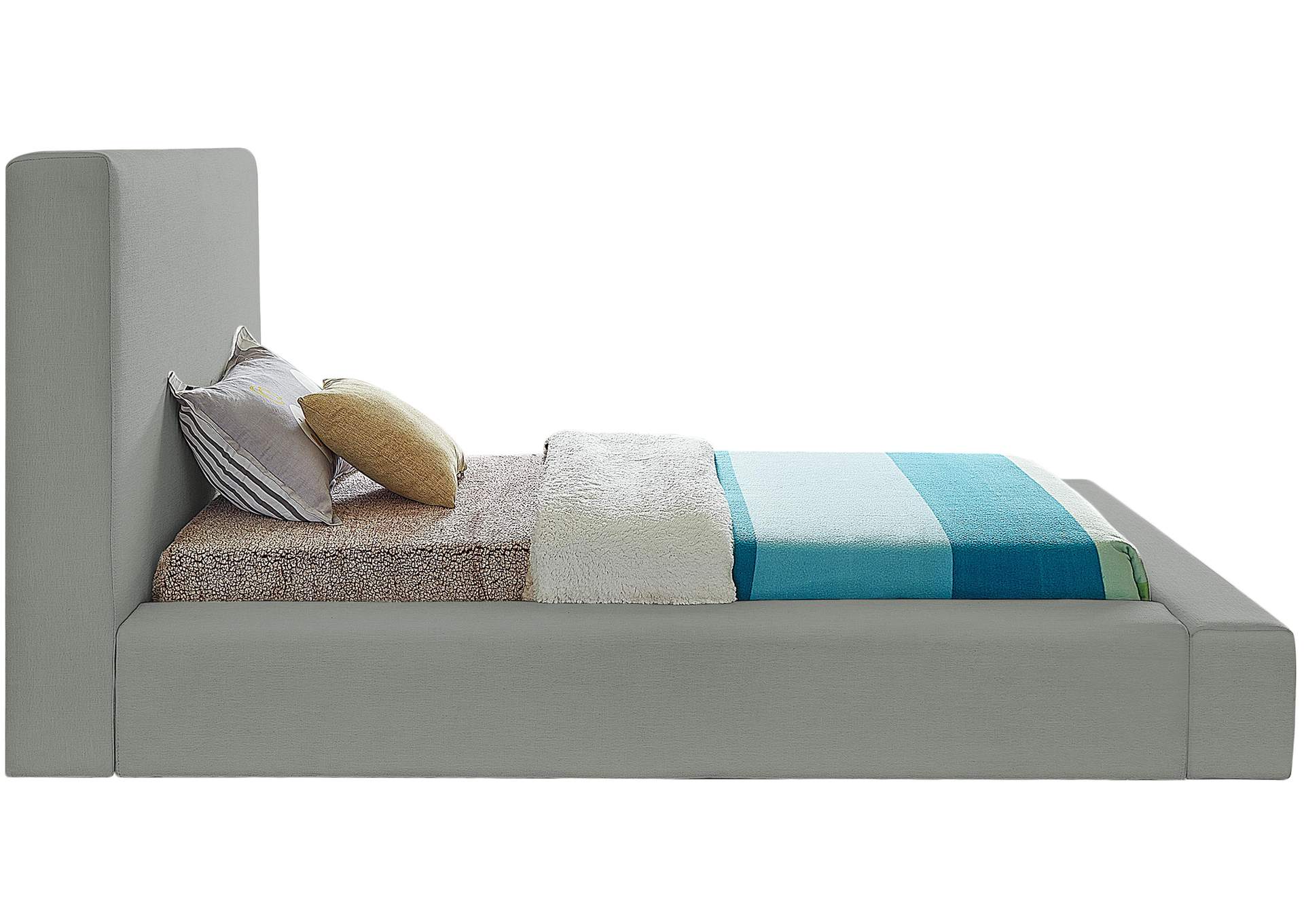 Devin Grey Linen Textured Fabric Twin Bed,Meridian Furniture