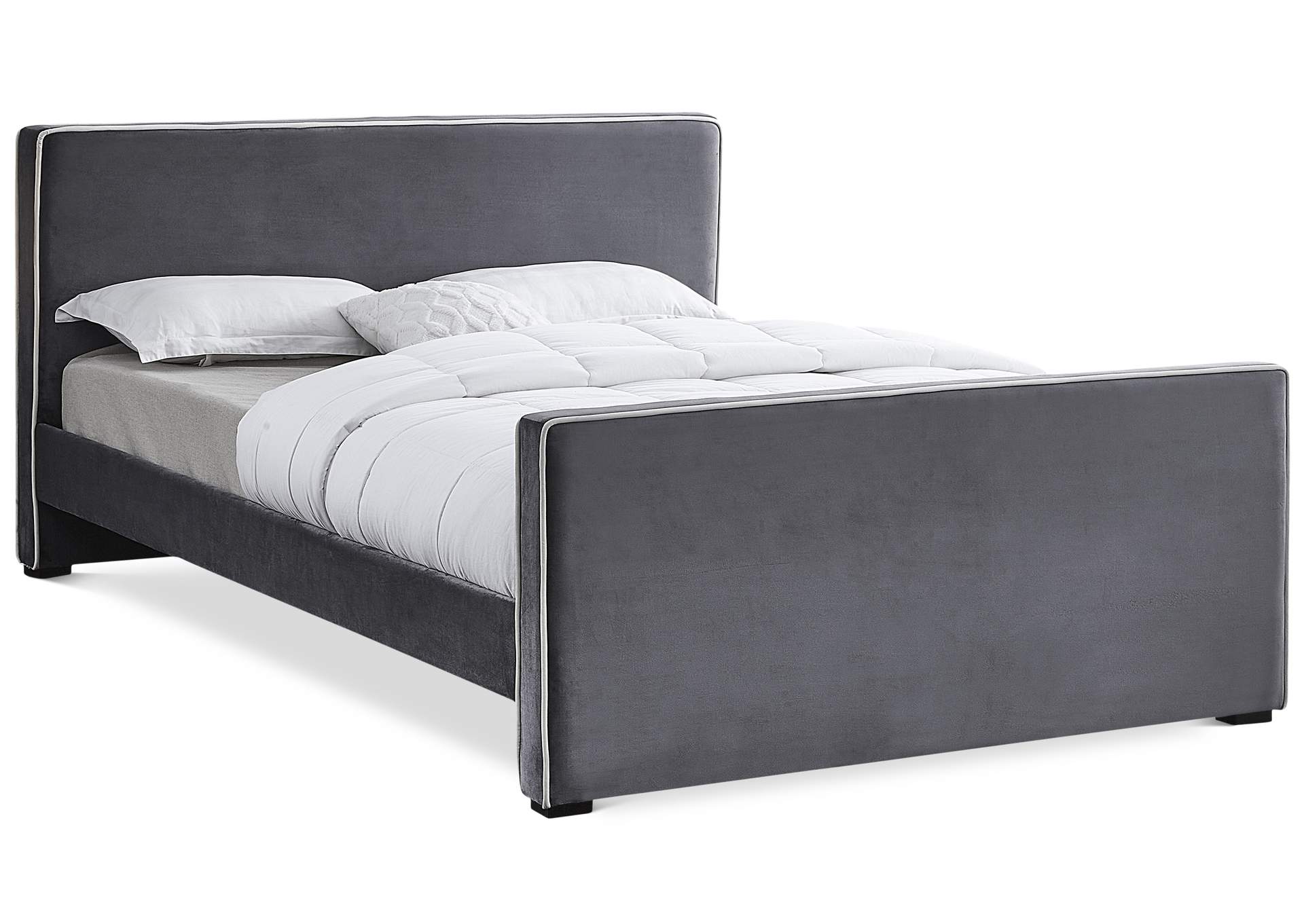 Dillard Grey Velvet Queen Bed,Meridian Furniture