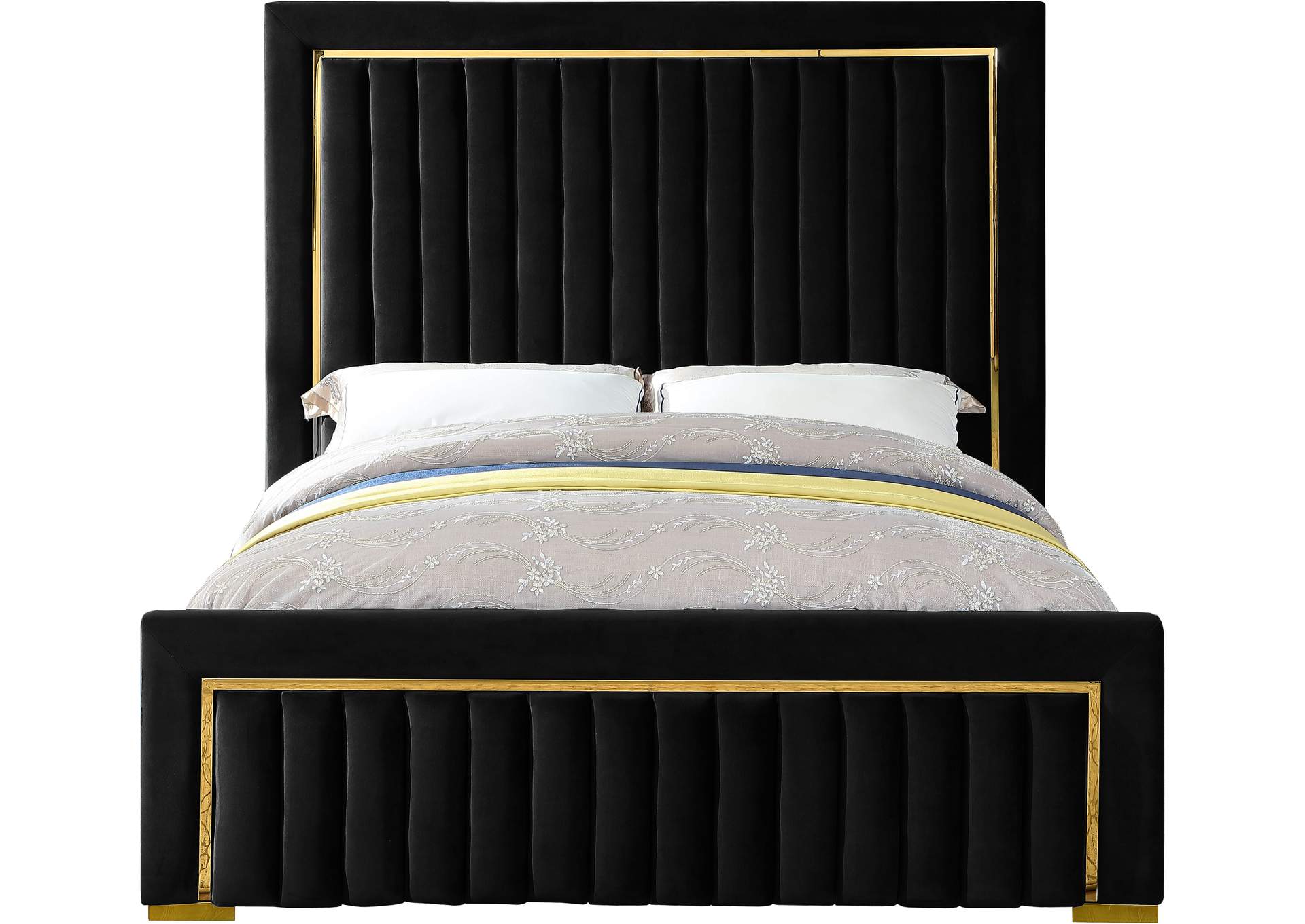 Dolce Black Velvet King Bed (3 Boxes),Meridian Furniture