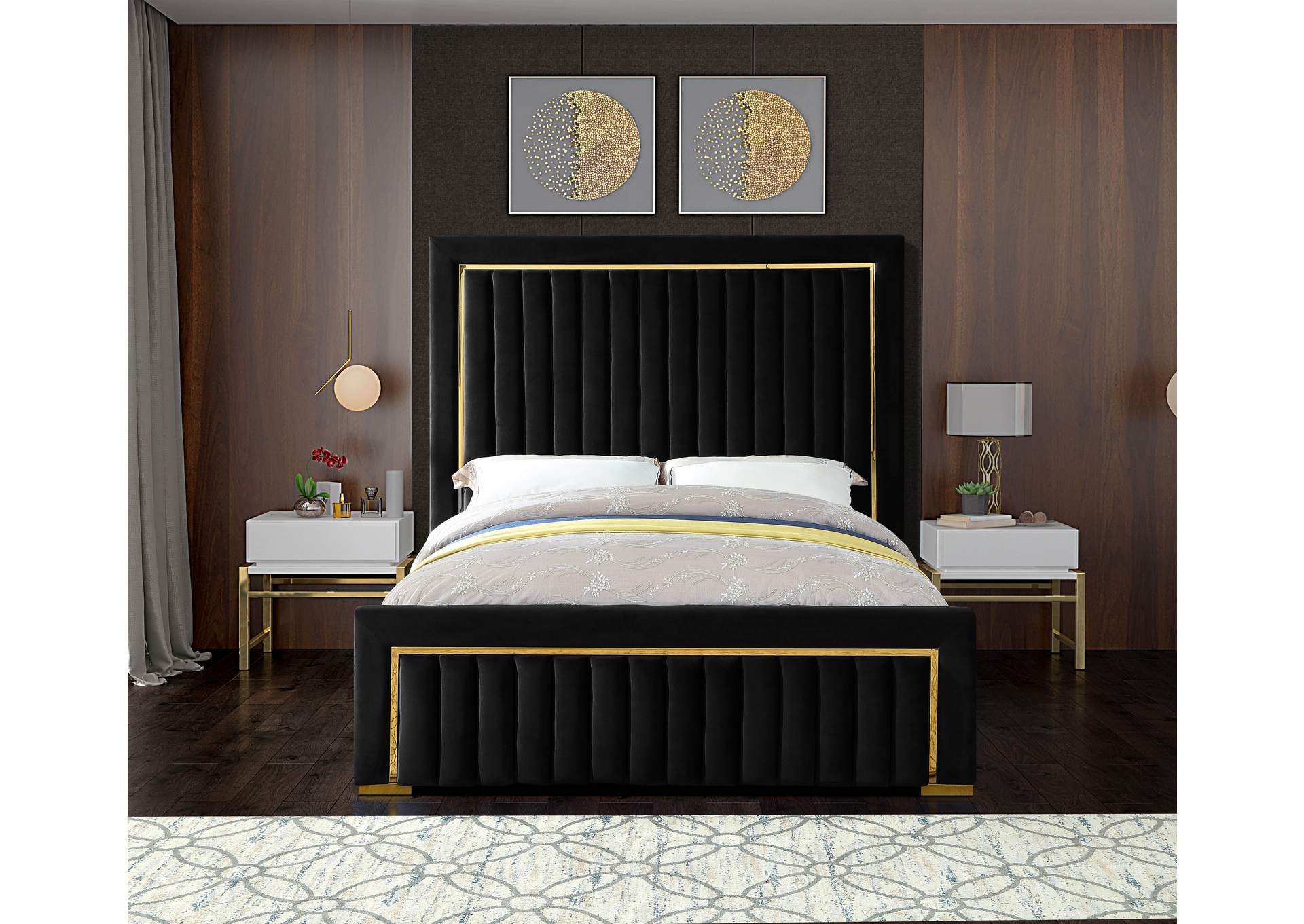 Dolce Black Velvet King Bed (3 Boxes),Meridian Furniture