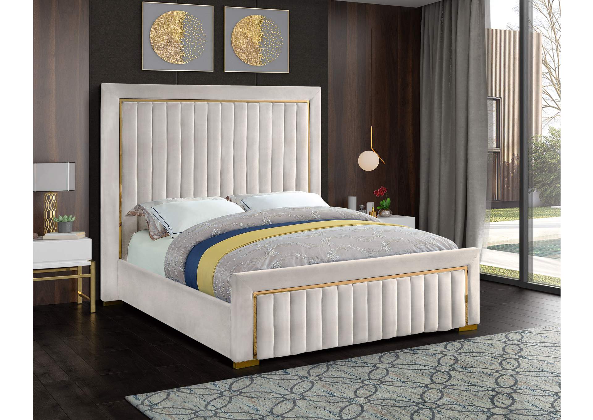 Dolce Cream Velvet King Bed (3 Boxes),Meridian Furniture