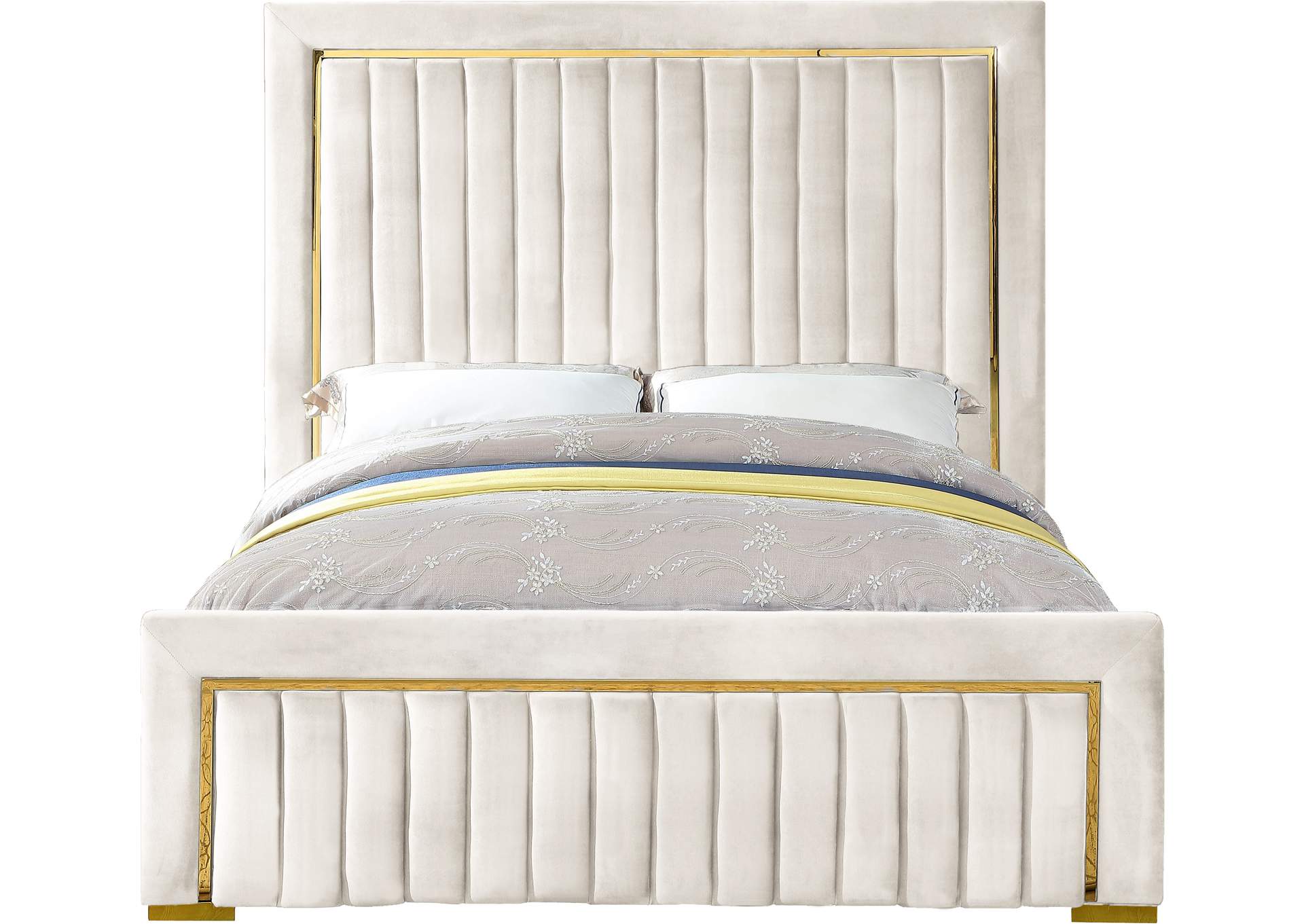 Dolce Cream Velvet King Bed (3 Boxes),Meridian Furniture