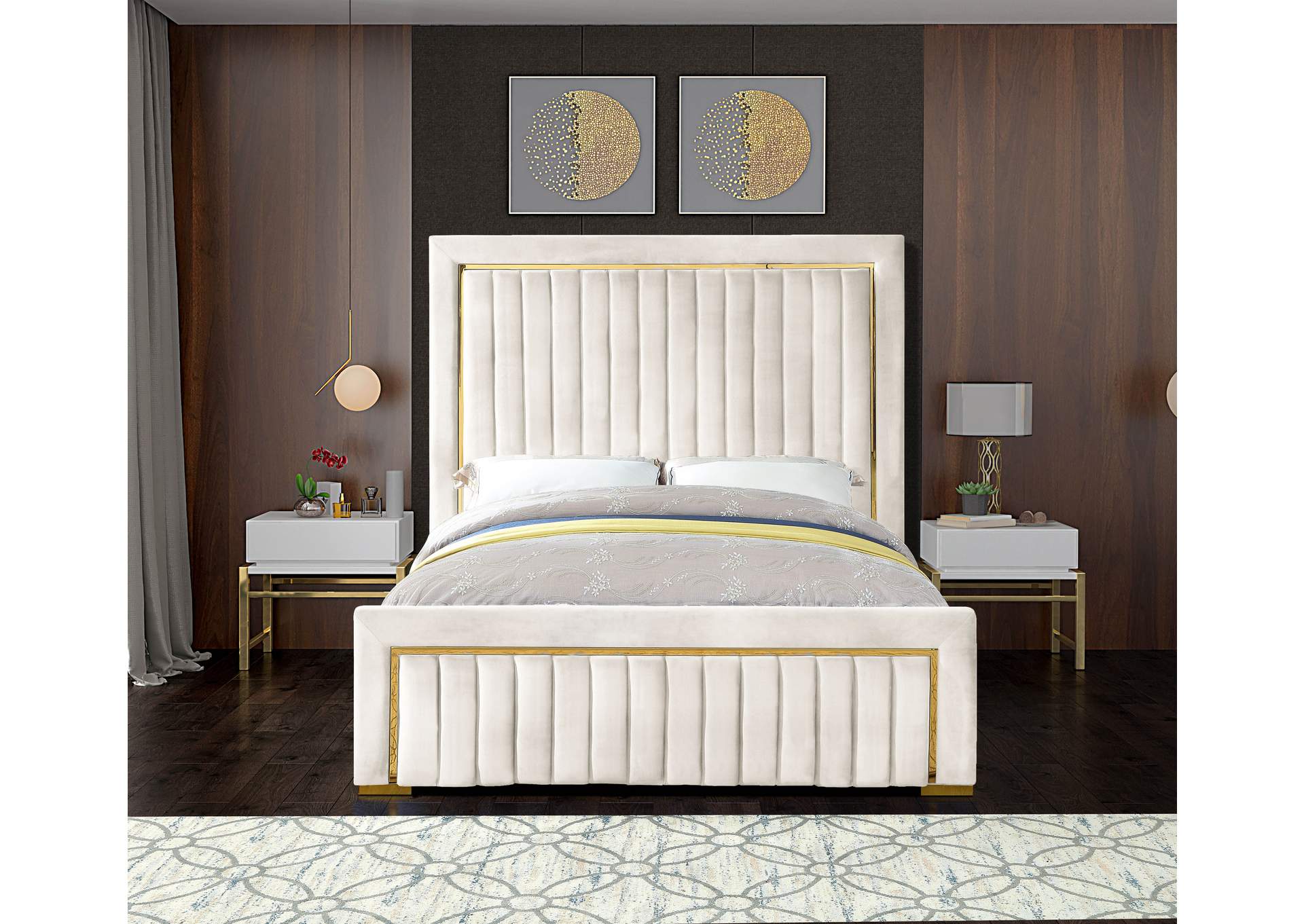 Dolce Cream Velvet King Bed (3 Boxes),Meridian Furniture