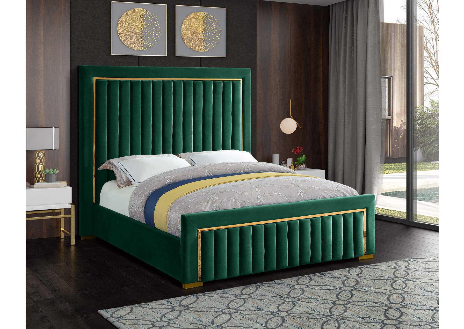 Dolce Green Velvet King Bed (3 Boxes),Meridian Furniture