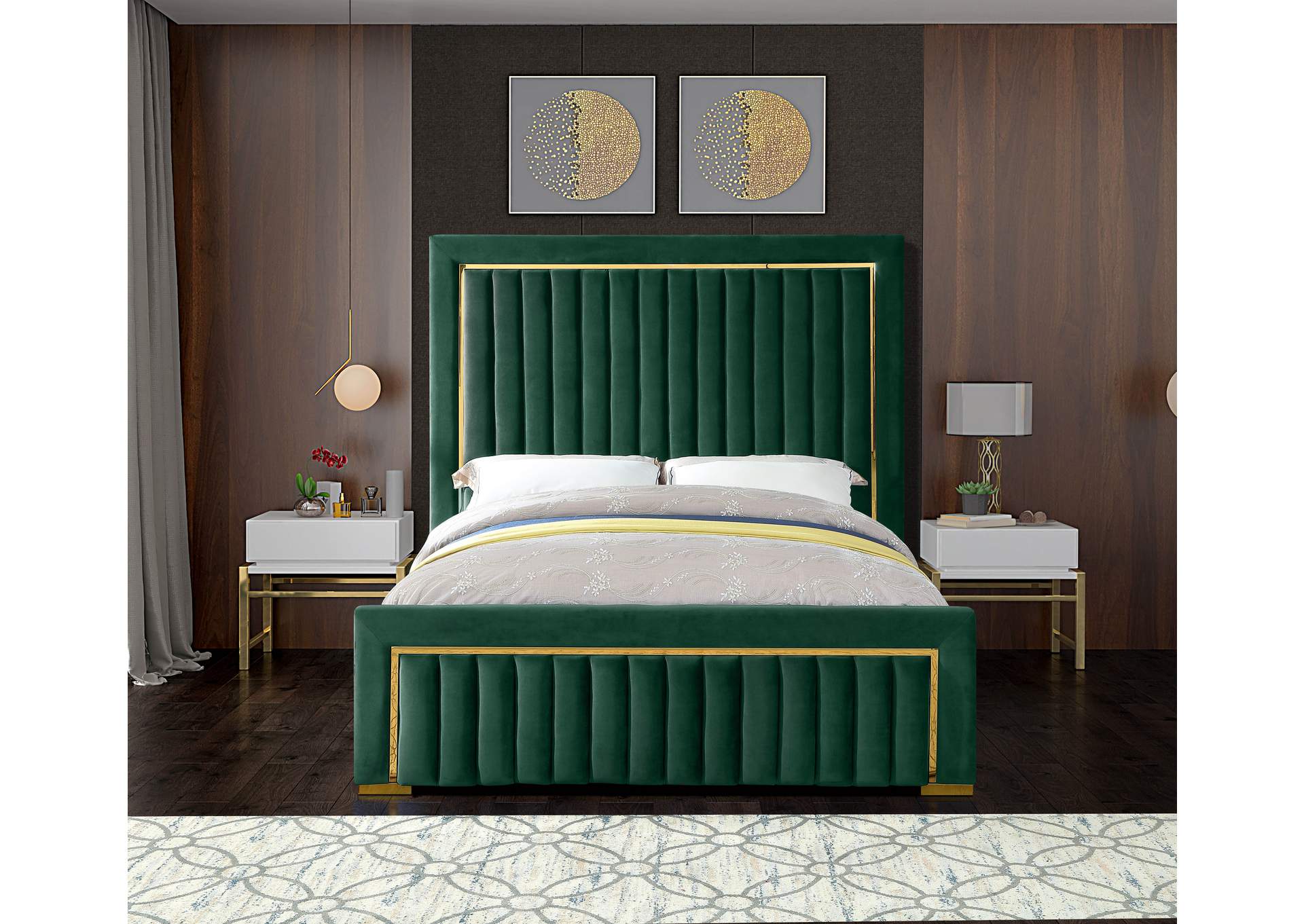 Dolce Green Velvet King Bed (3 Boxes),Meridian Furniture