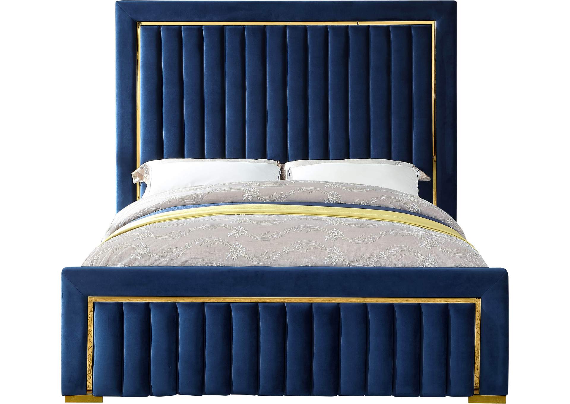 Dolce Navy Velvet King Bed (3 Boxes),Meridian Furniture