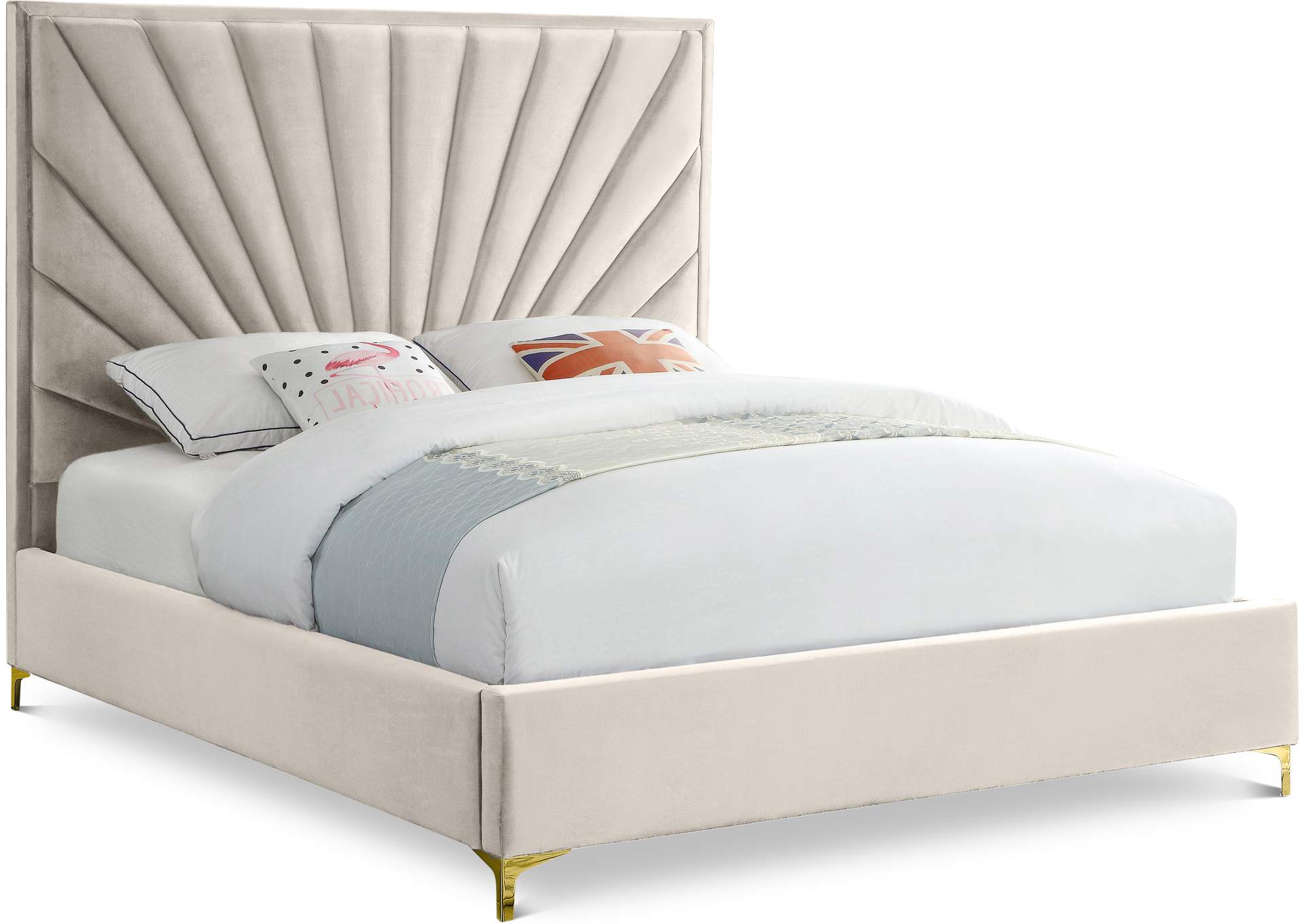 Eclipse Cream Velvet Full Bed,Meridian Furniture