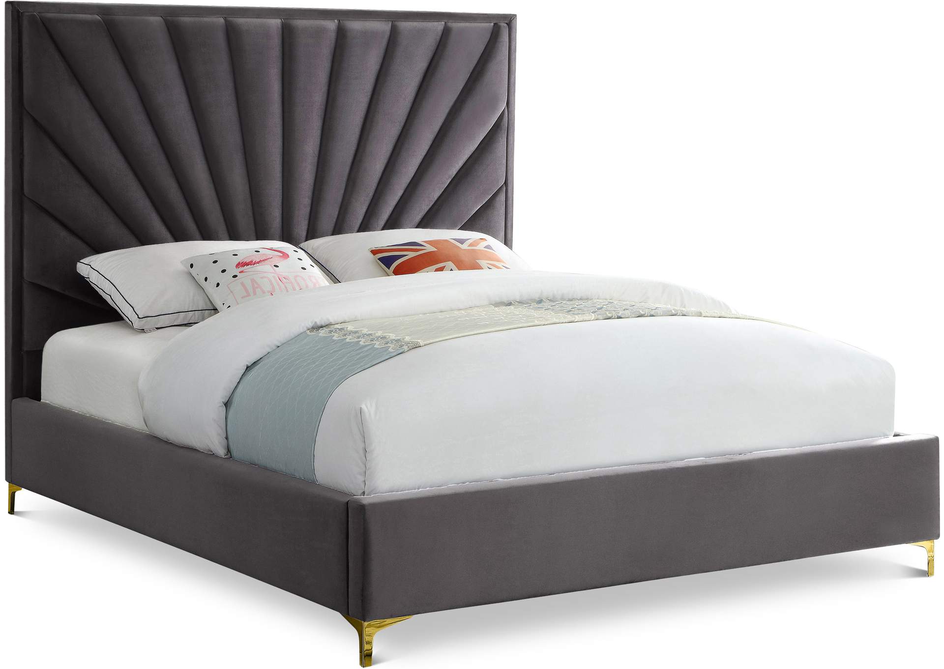 Eclipse Grey Velvet King Bed,Meridian Furniture