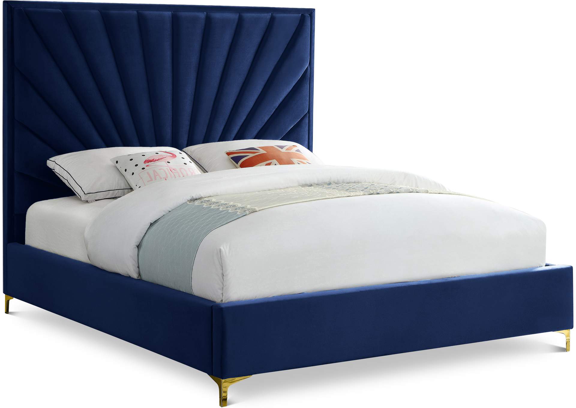 Eclipse Navy Velvet King Bed,Meridian Furniture