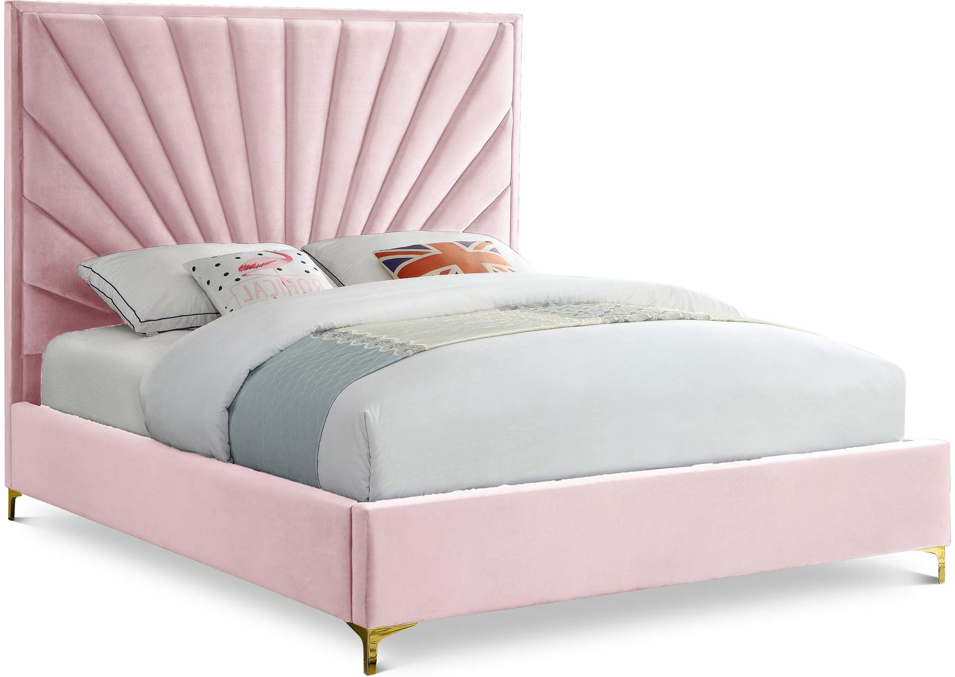 Eclipse Pink Velvet King Bed,Meridian Furniture