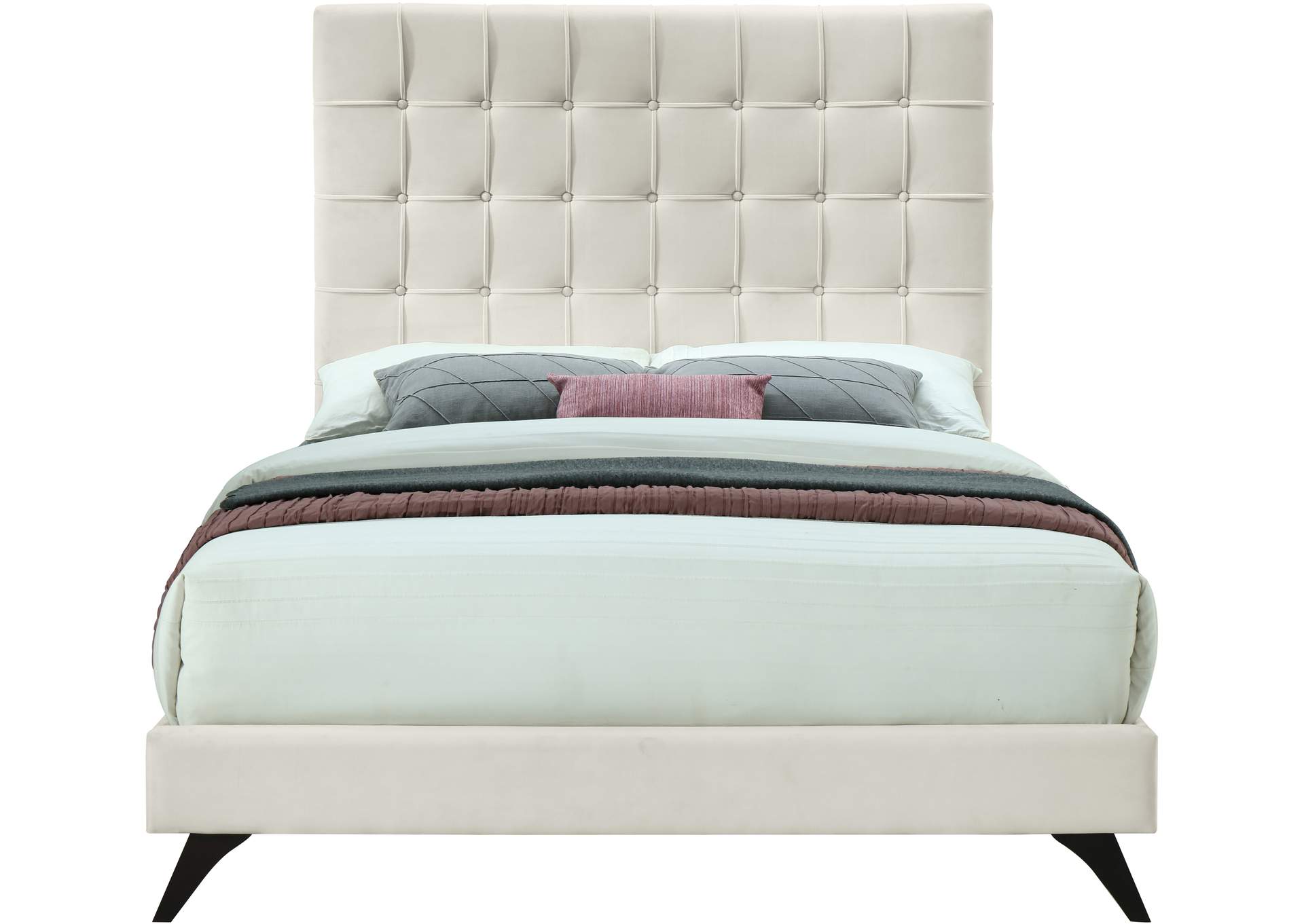 Elly Cream Velvet King Bed,Meridian Furniture