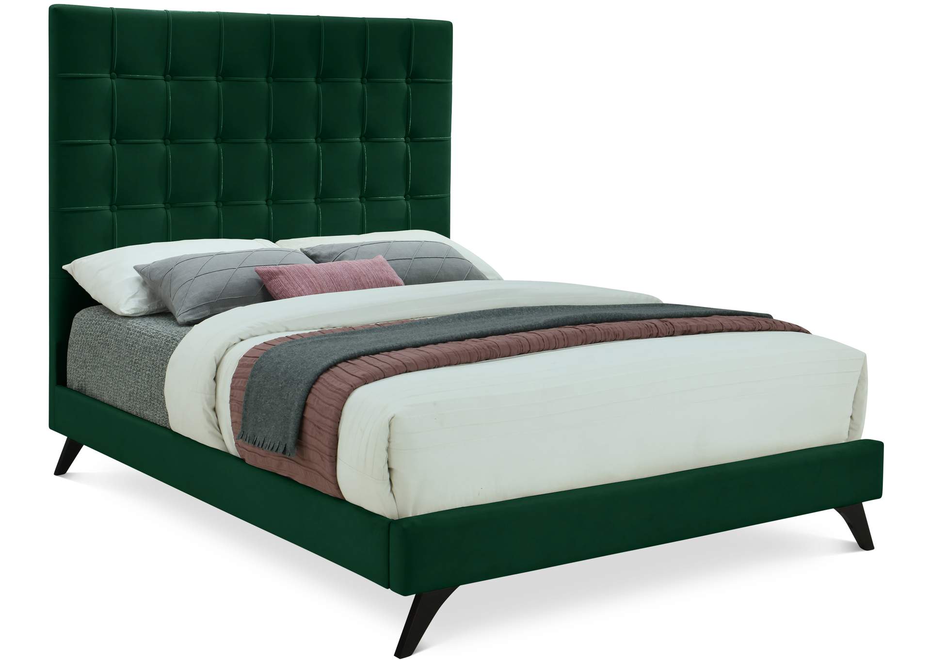 Elly Green Velvet King Bed,Meridian Furniture