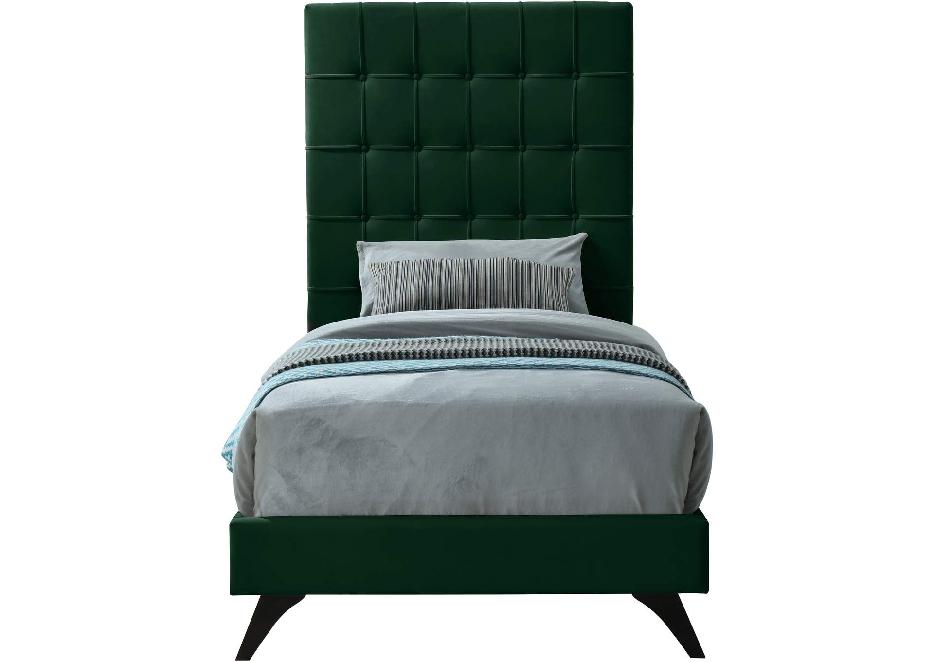 Elly Green Velvet Twin Bed,Meridian Furniture