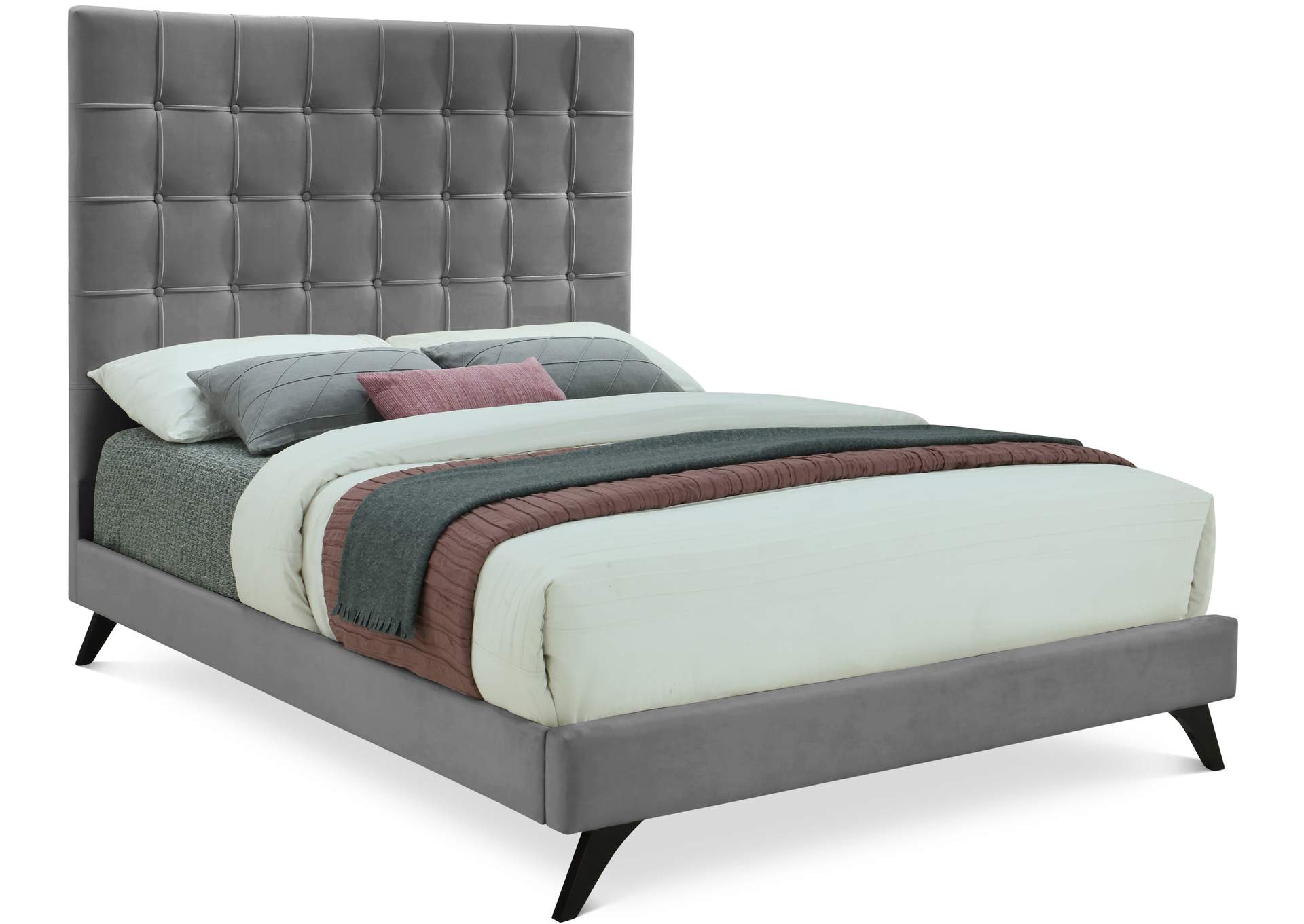 Elly Grey Velvet Full Bed,Meridian Furniture