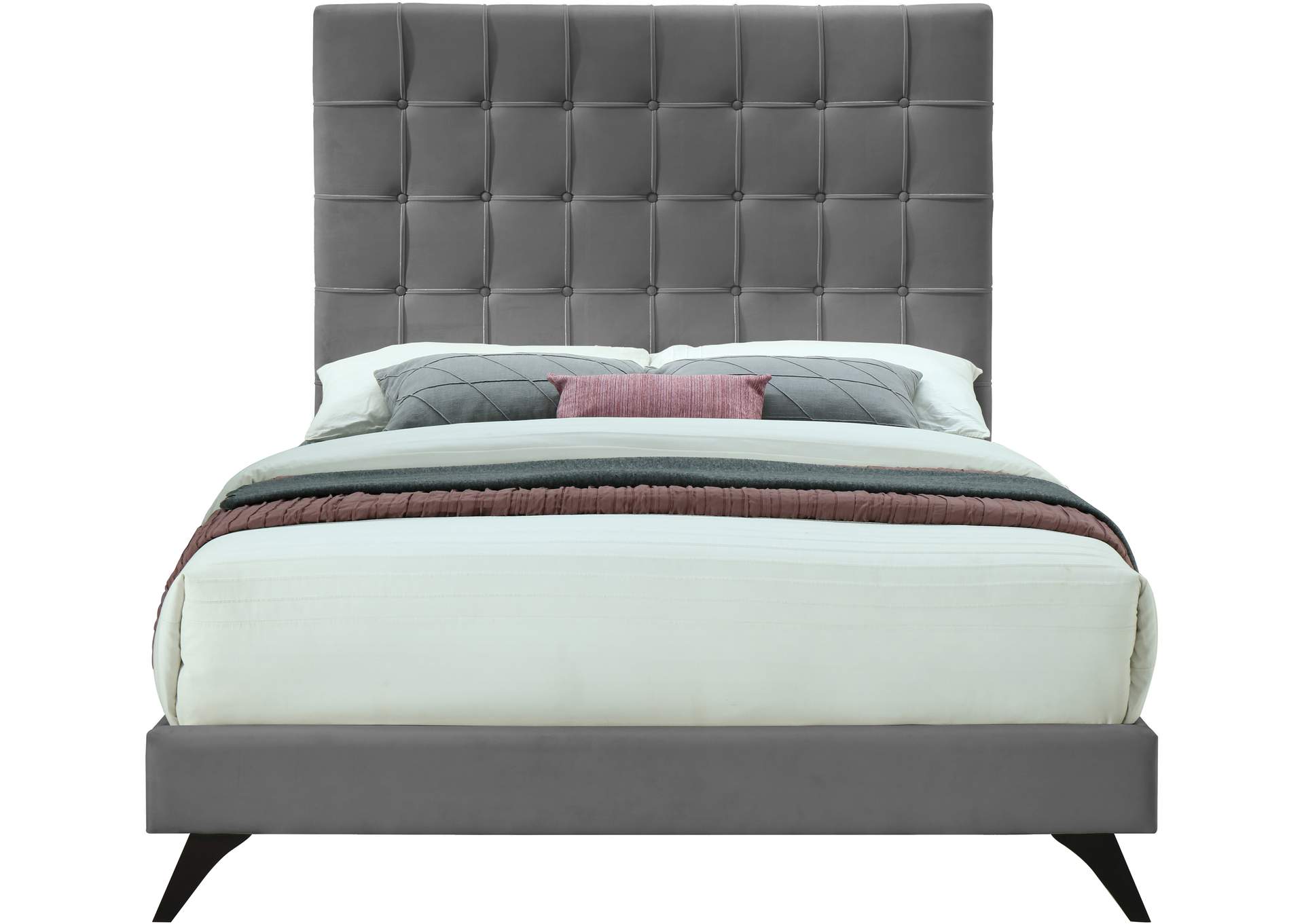 Elly Grey Velvet Full Bed,Meridian Furniture