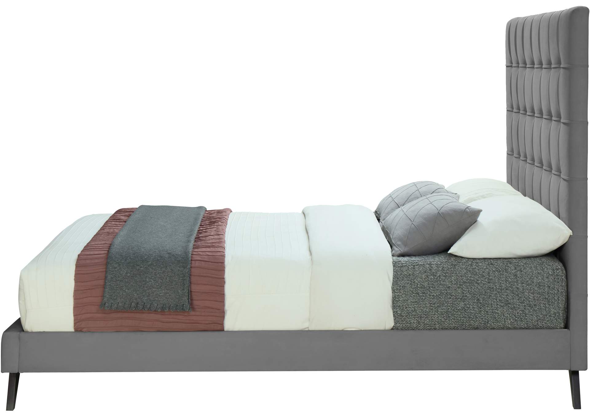 Elly Grey Velvet Full Bed,Meridian Furniture