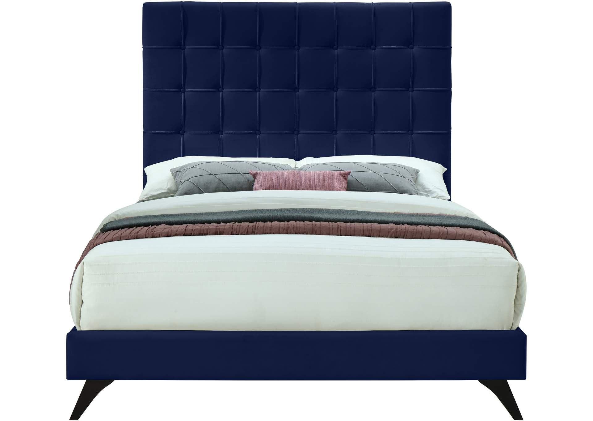 Elly Navy Velvet Full Bed,Meridian Furniture