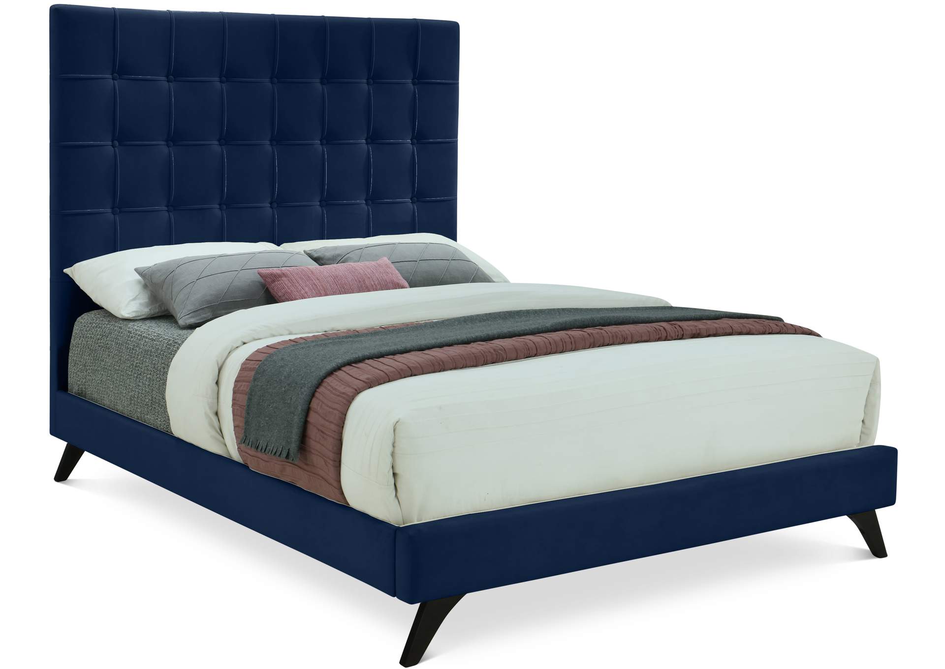 Elly Navy Velvet King Bed,Meridian Furniture