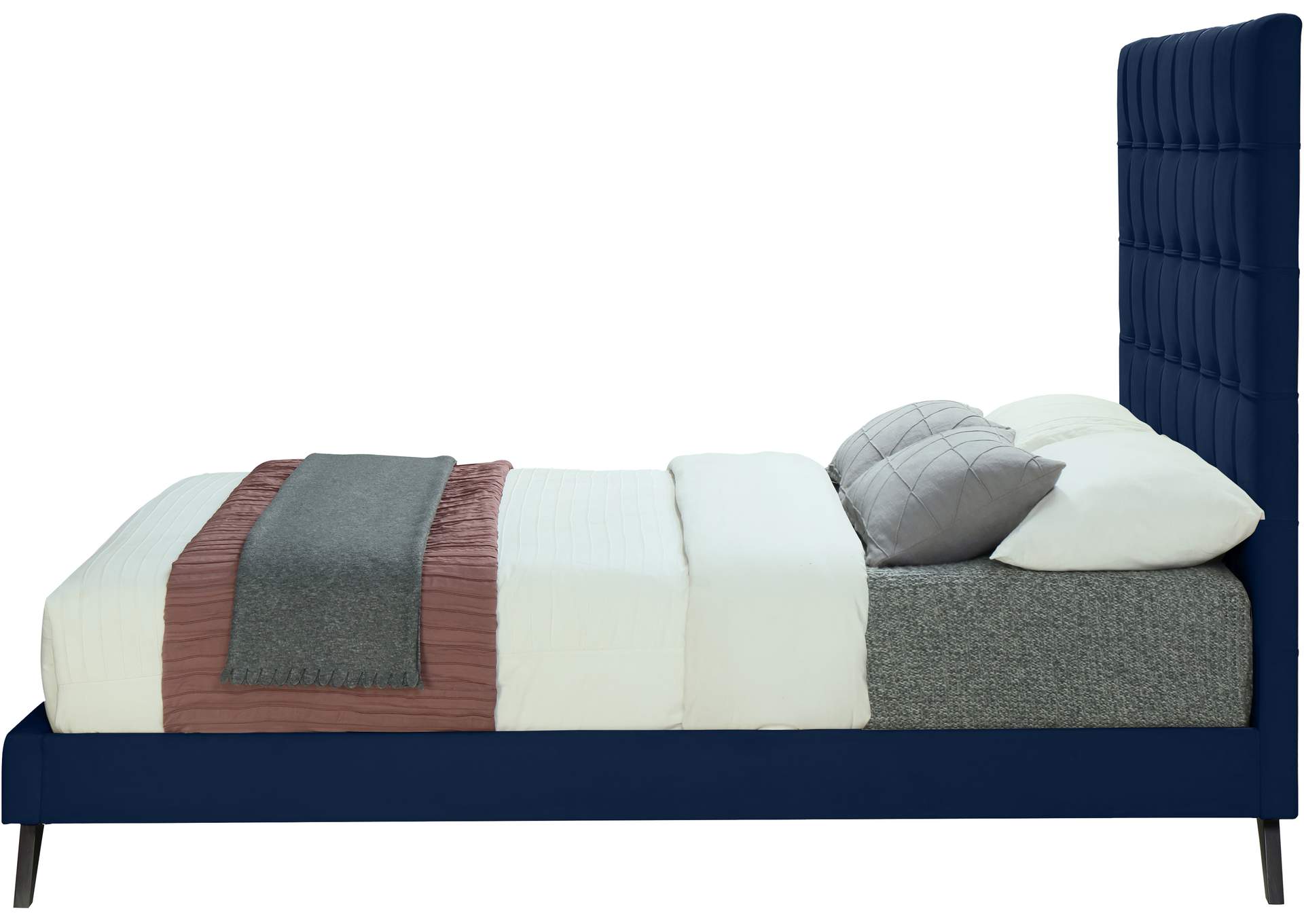 Elly Navy Velvet King Bed,Meridian Furniture