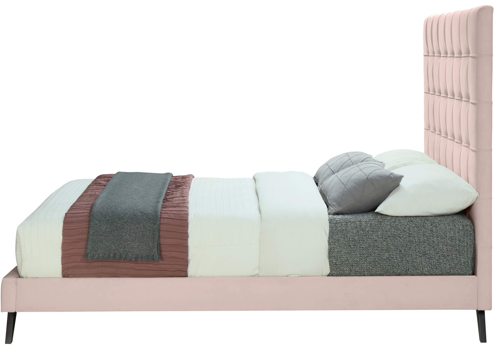 Elly Pink Velvet Full Bed,Meridian Furniture