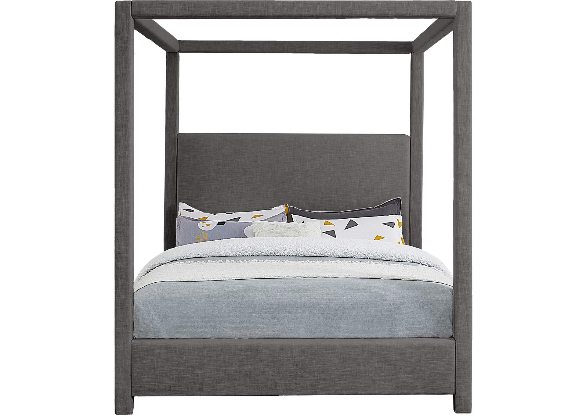 Emerson Grey Linen Textured Fabric King Bed (3 Boxes),Meridian Furniture