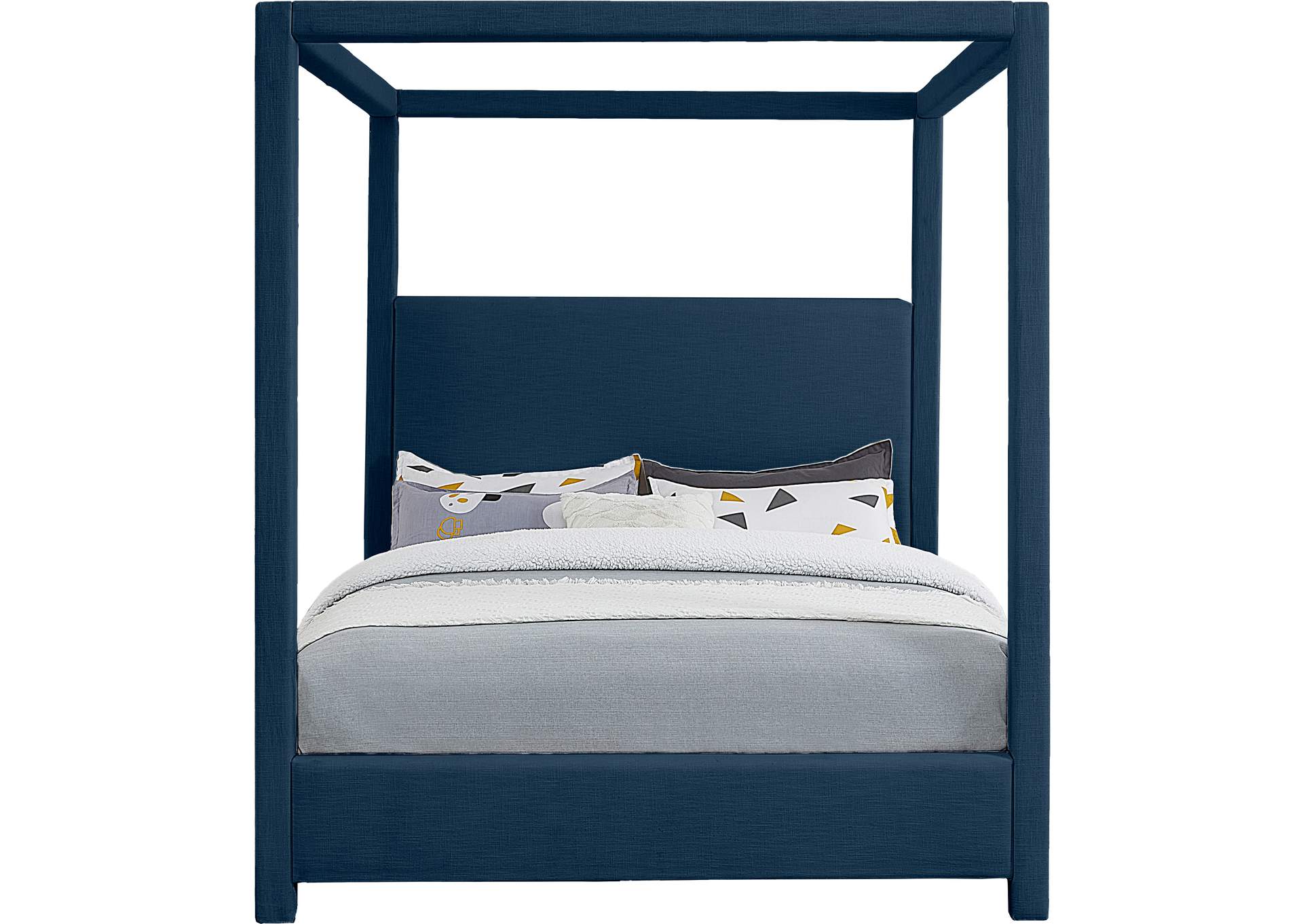 Emerson Navy Linen Textured Fabric King Bed (3 Boxes),Meridian Furniture