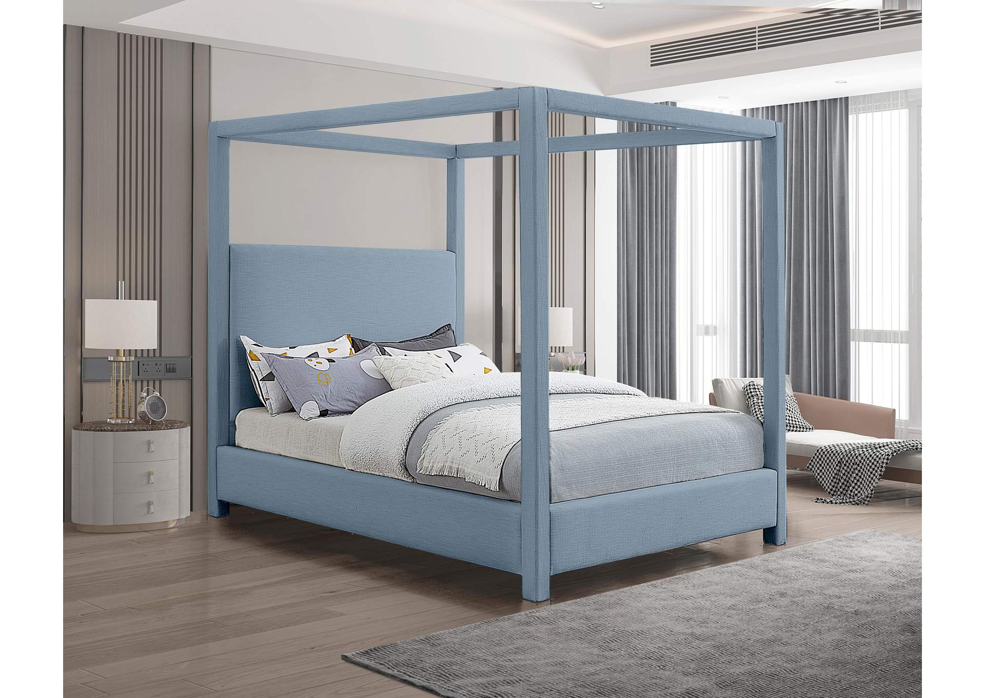 Emerson Sky Blue King Bed (3 Boxes),Meridian Furniture