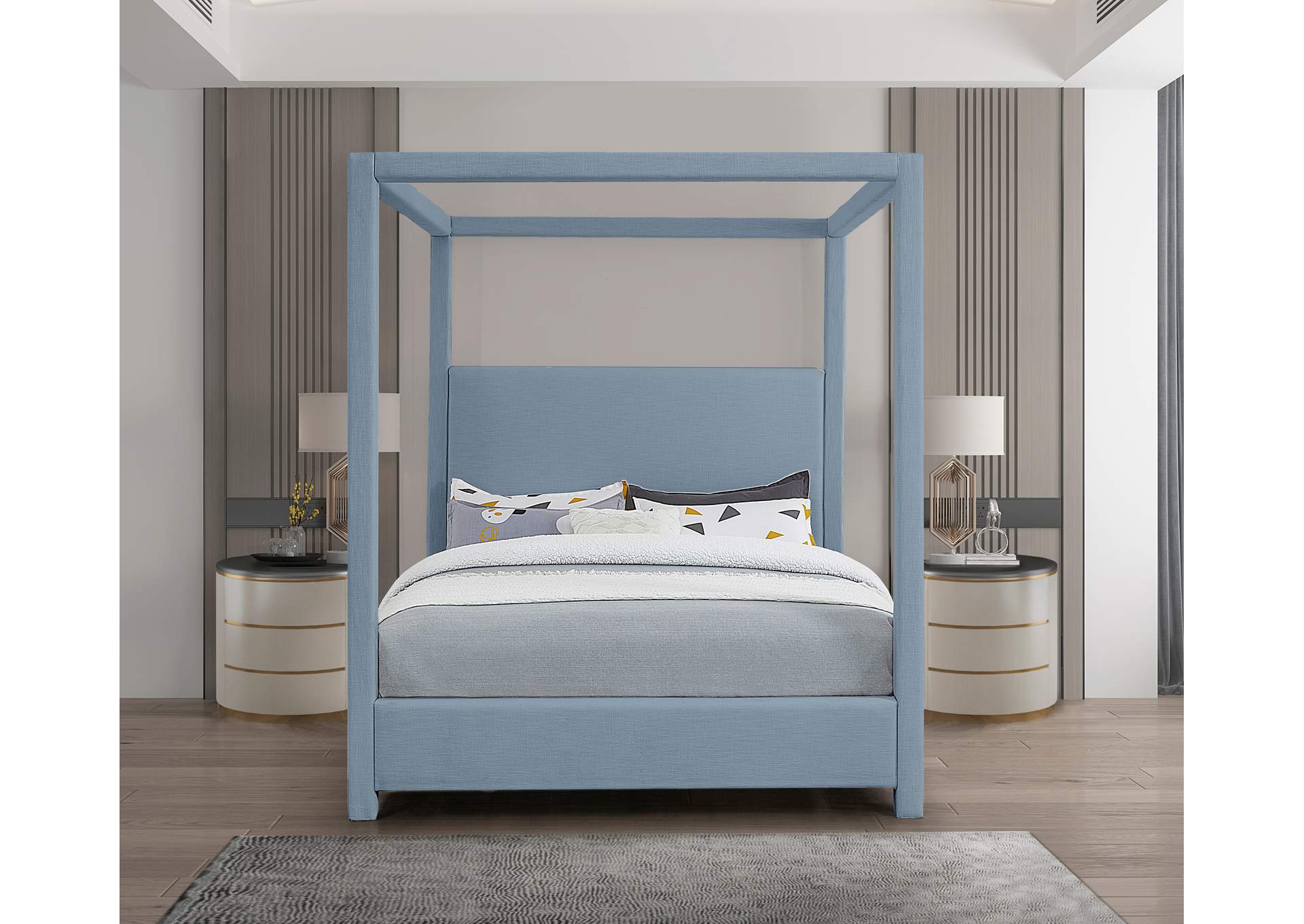 Emerson Sky Blue King Bed (3 Boxes),Meridian Furniture