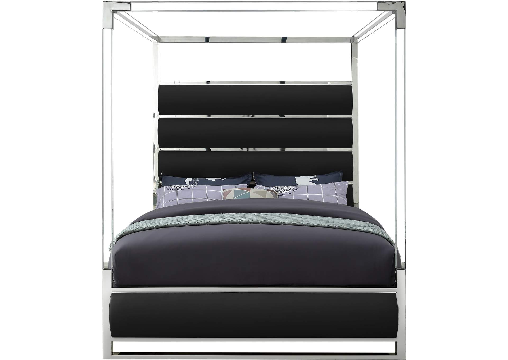 Encore Black Faux Leather King Bed (4 Boxes),Meridian Furniture