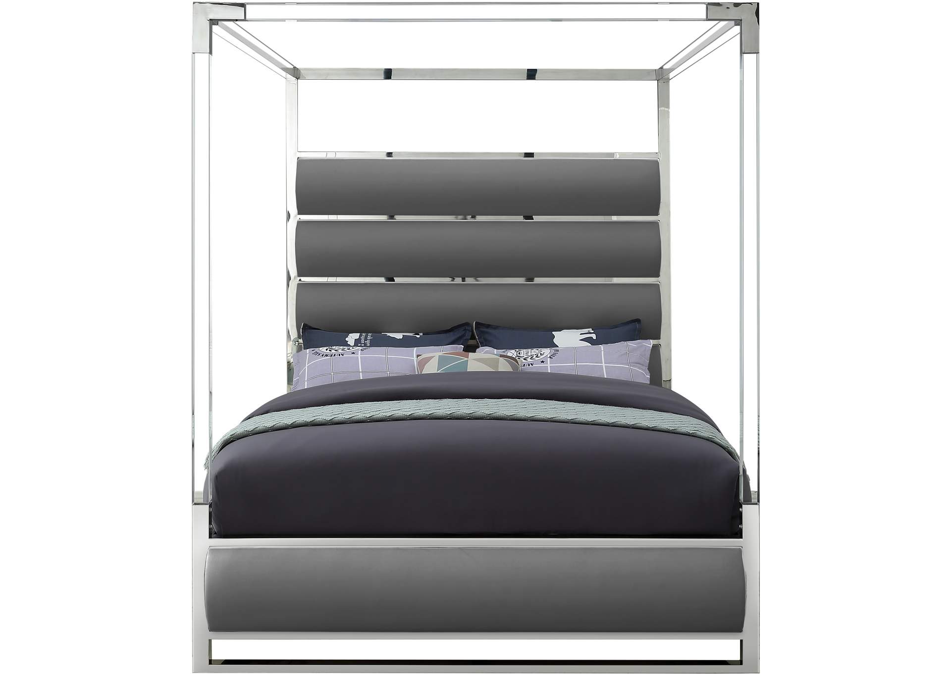 Encore Grey Faux Leather King Bed (4 Boxes),Meridian Furniture