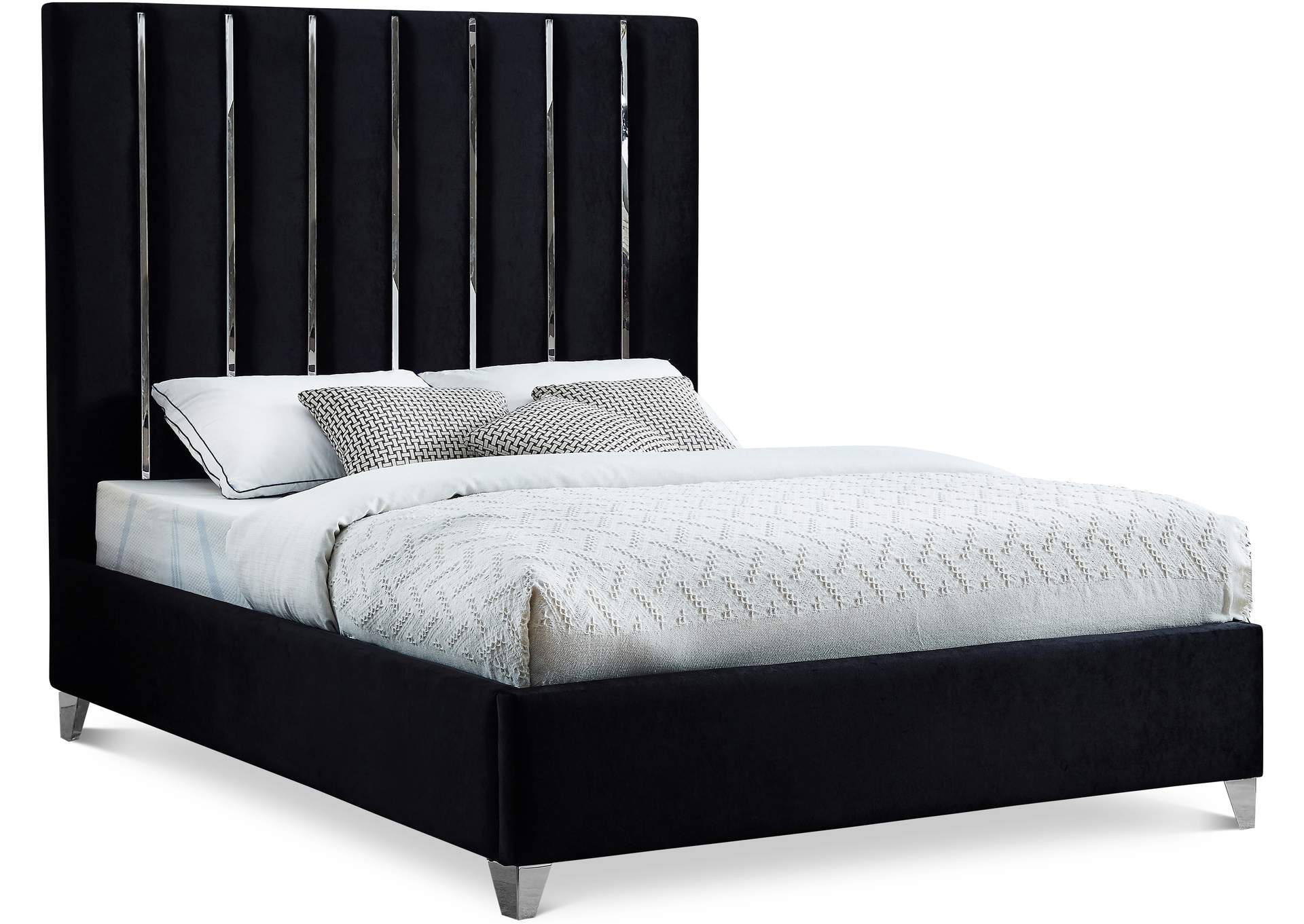 Enzo Black Velvet Full Bed,Meridian Furniture