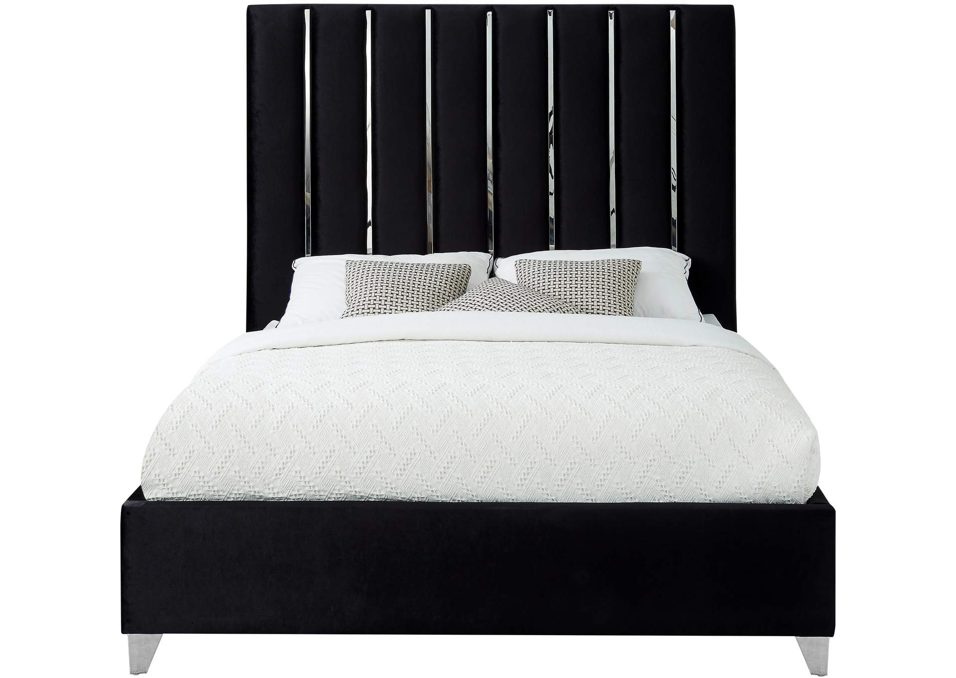 Enzo Black Velvet Full Bed,Meridian Furniture