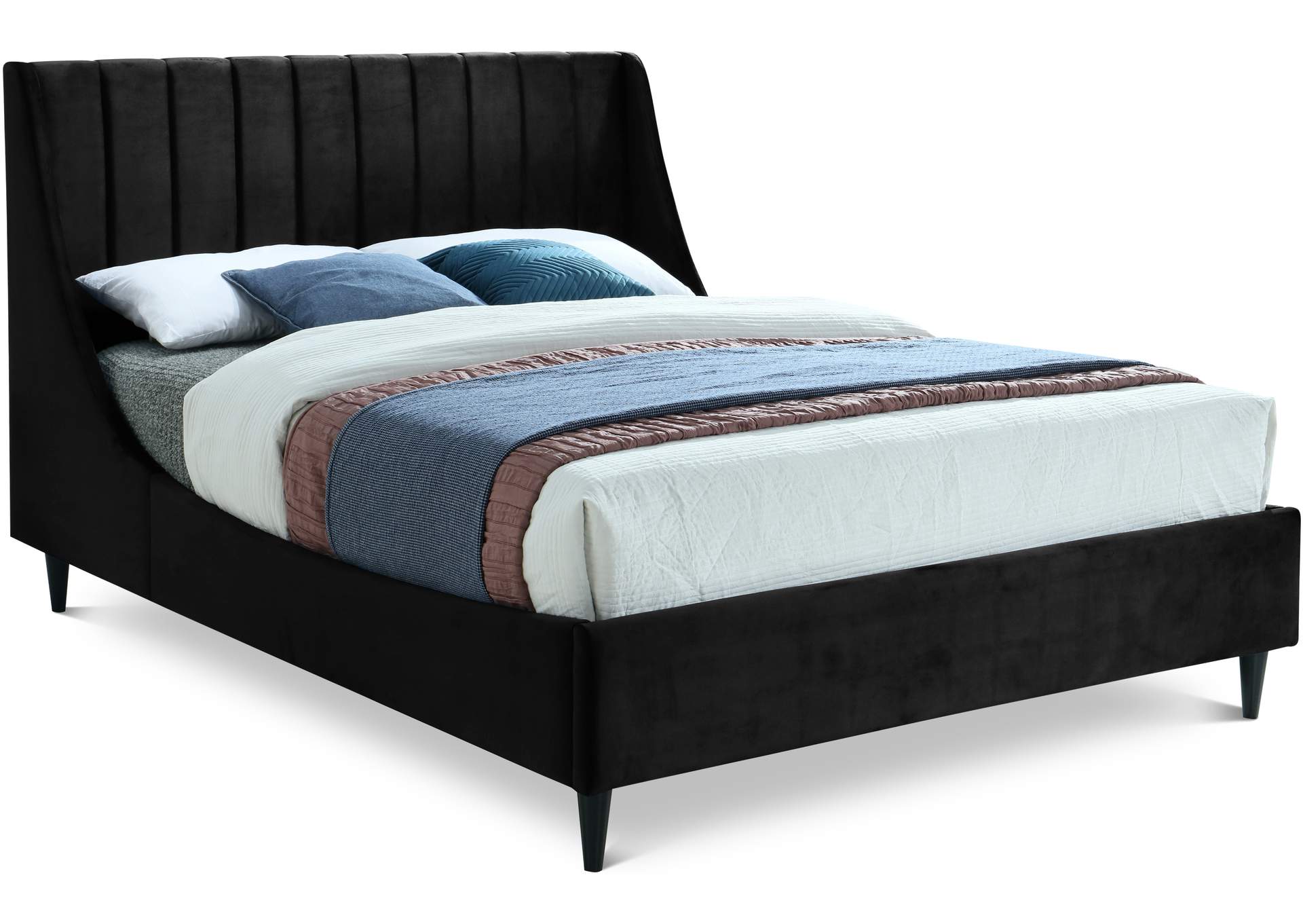 Eva Black Velvet Full Bed,Meridian Furniture