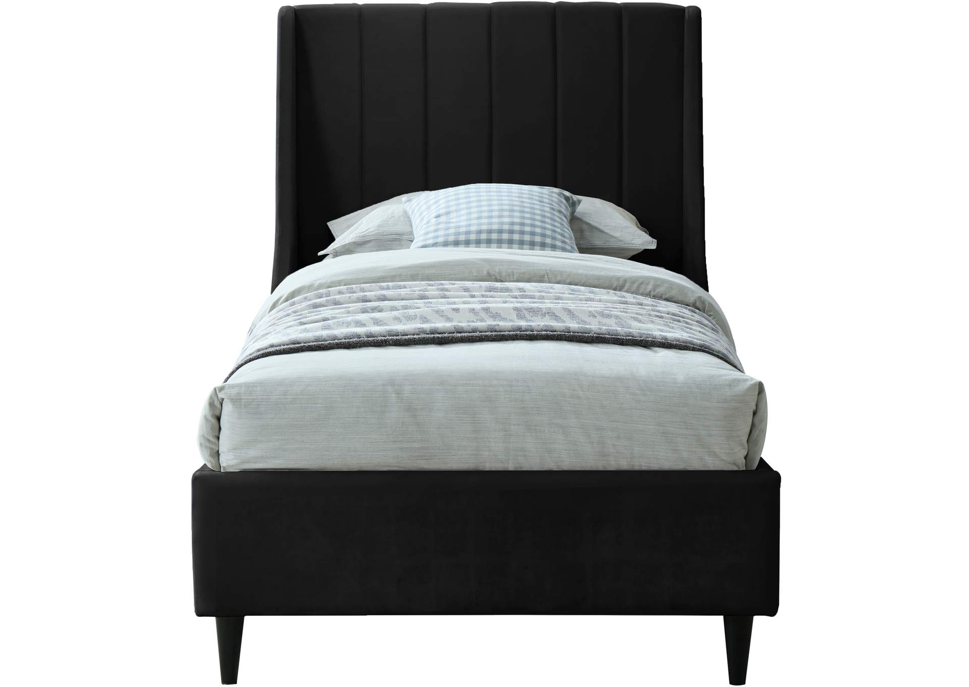 Eva Black Velvet Twin Bed,Meridian Furniture