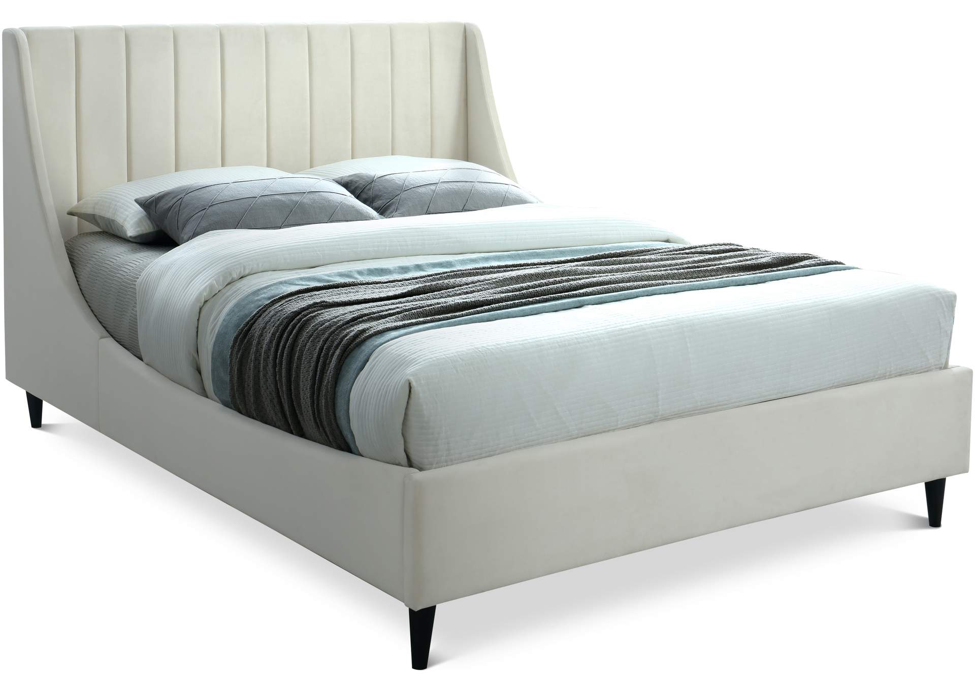 Eva Cream Velvet Full Bed,Meridian Furniture