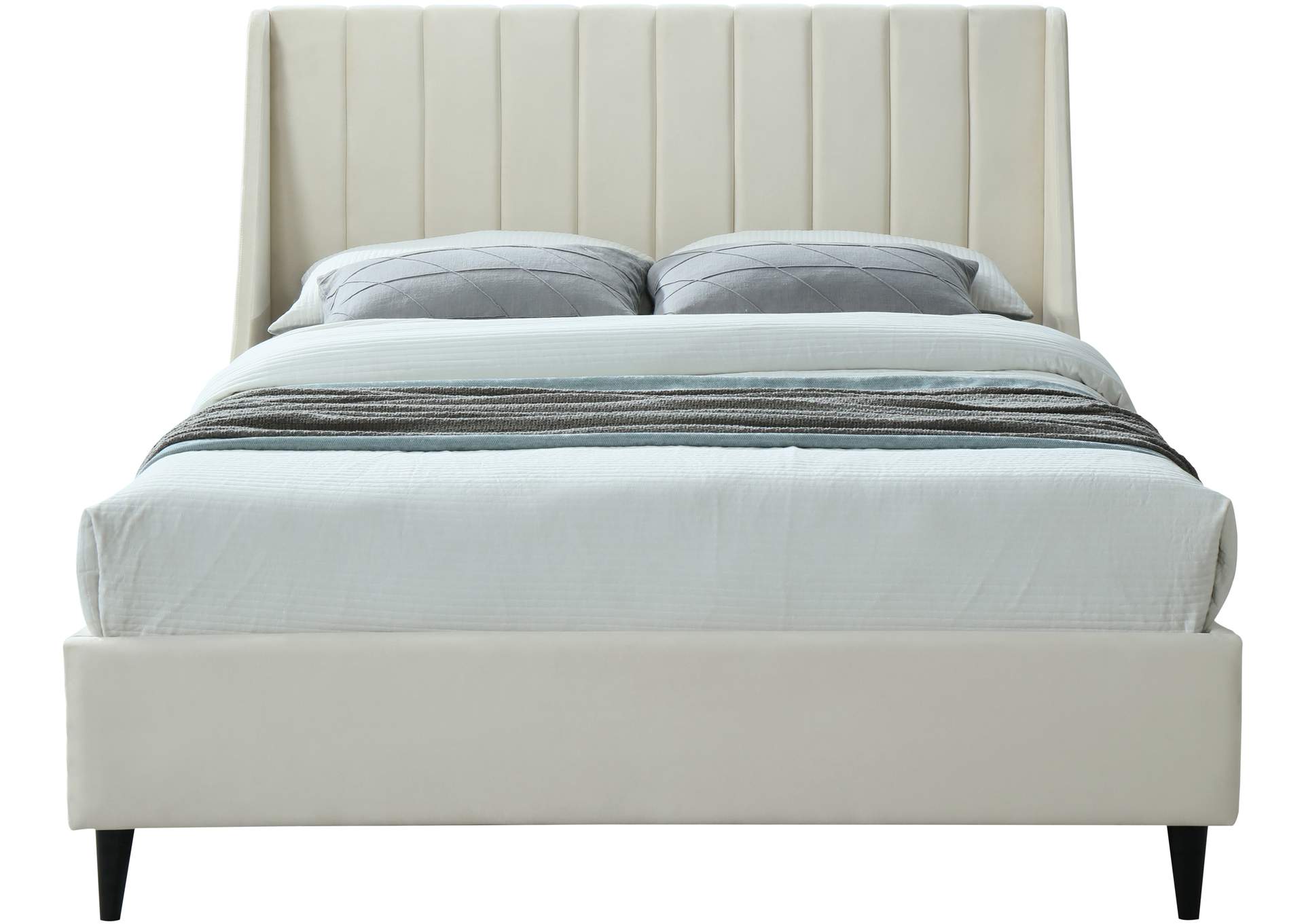 Eva Cream Velvet Full Bed,Meridian Furniture