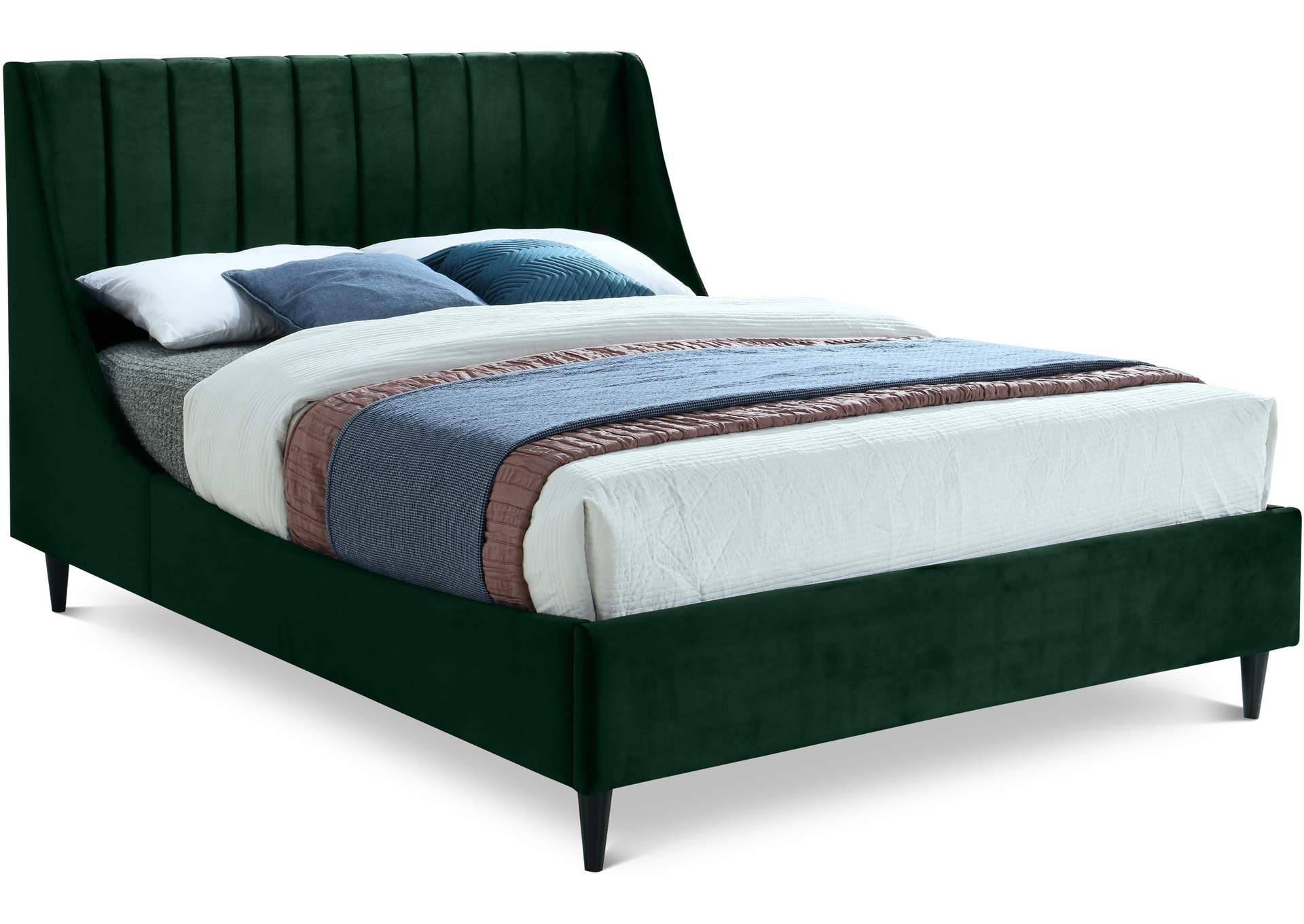 Eva Green Velvet Full Bed,Meridian Furniture